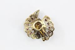 Vintage Hollywood Regency 14K Rose Gold Diamond & Ruby Fan Pendant