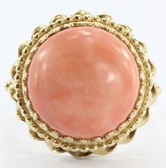 Vintage 14K Gold Angel Skin Coral Gothic Revival Ring