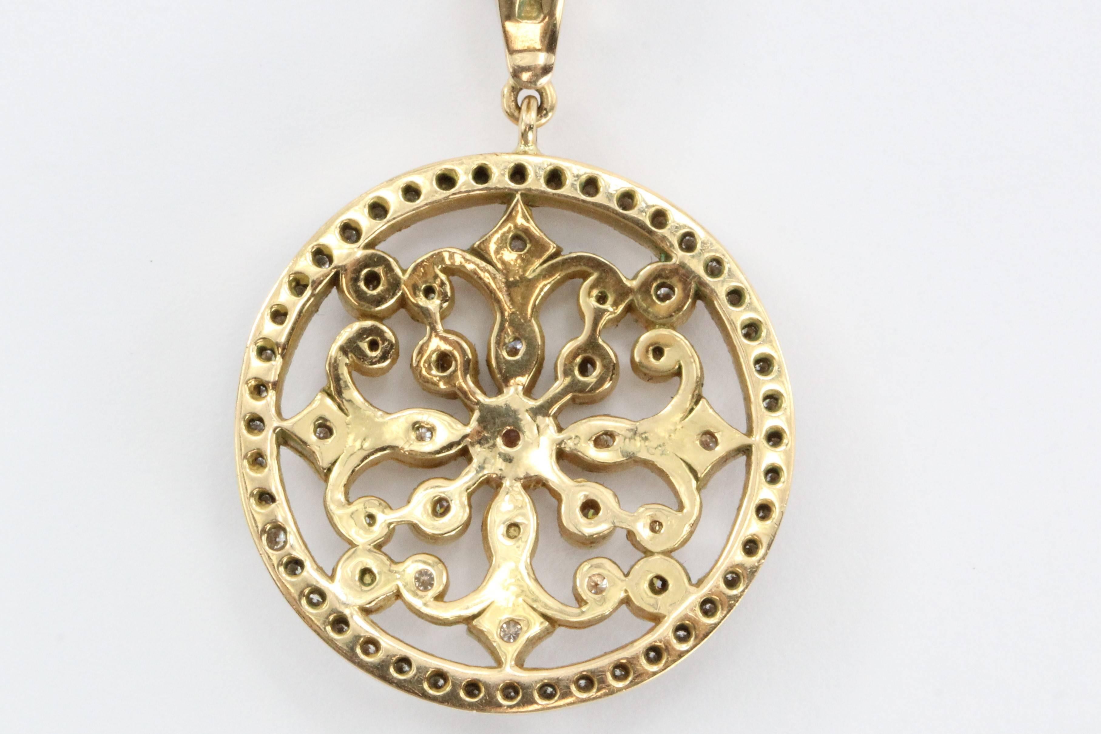 18K Rose Gold & Diamond Penny Preville Lace Pendant Necklace. The necklace is in excellent estate condition and ready to wear. Both the chain and the pendant are signed with Penny Preville's overlapping P's and 18K. The pendant is set with