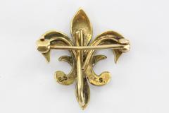 Antique 14K Gold & Seed Pearl Fleur De Lis Pin by Ehrlich & Sinnock