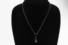 Antique Empire 14K Gold & Sterling Silver Diamond Necklace
