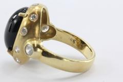 Black Onyx Diamond 18k Brushed Gold Finish Ring