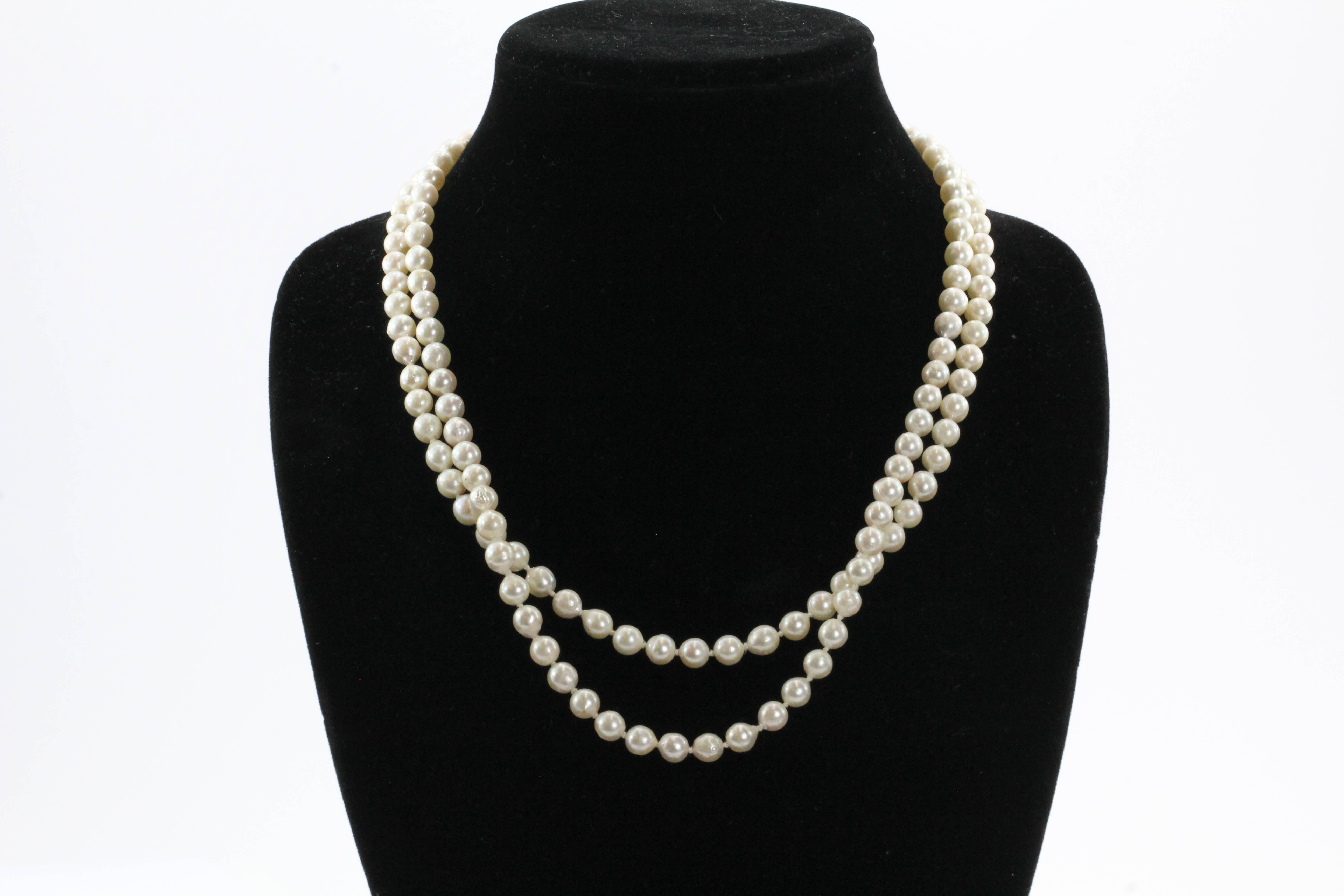 Antique 14K Gold Diamond Ruby Lion Head Double Strand Pearl Necklace & Bracelet 2