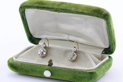Edwardian Czarist Russian Empire 2.5 Carat Diamond Gold Platinum Top Earrings