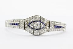 High Quality Art Deco Sapphire Diamond Platinum Bracelet