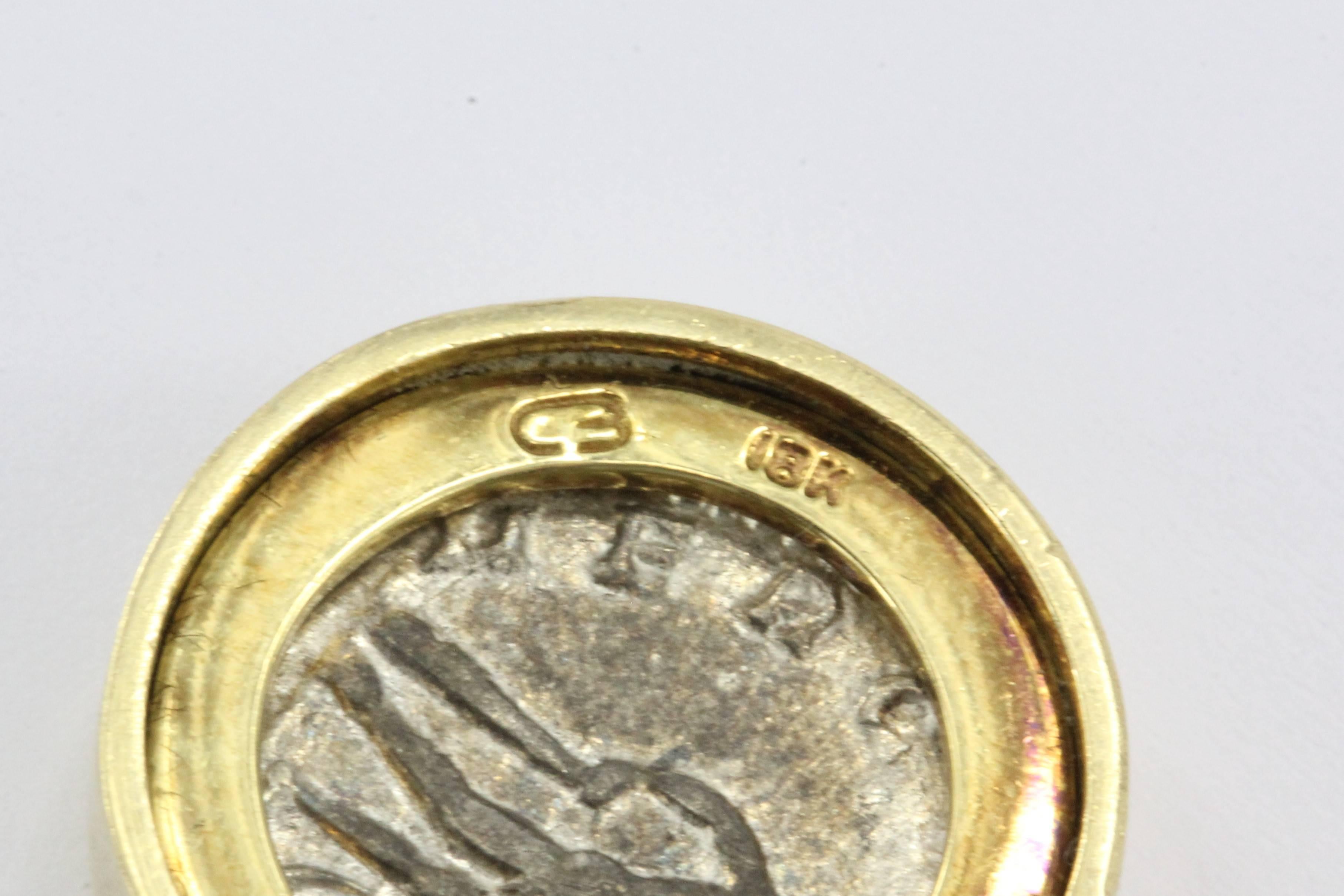 Ruby Gold Roman Silver Denarius Coin Earrings 4