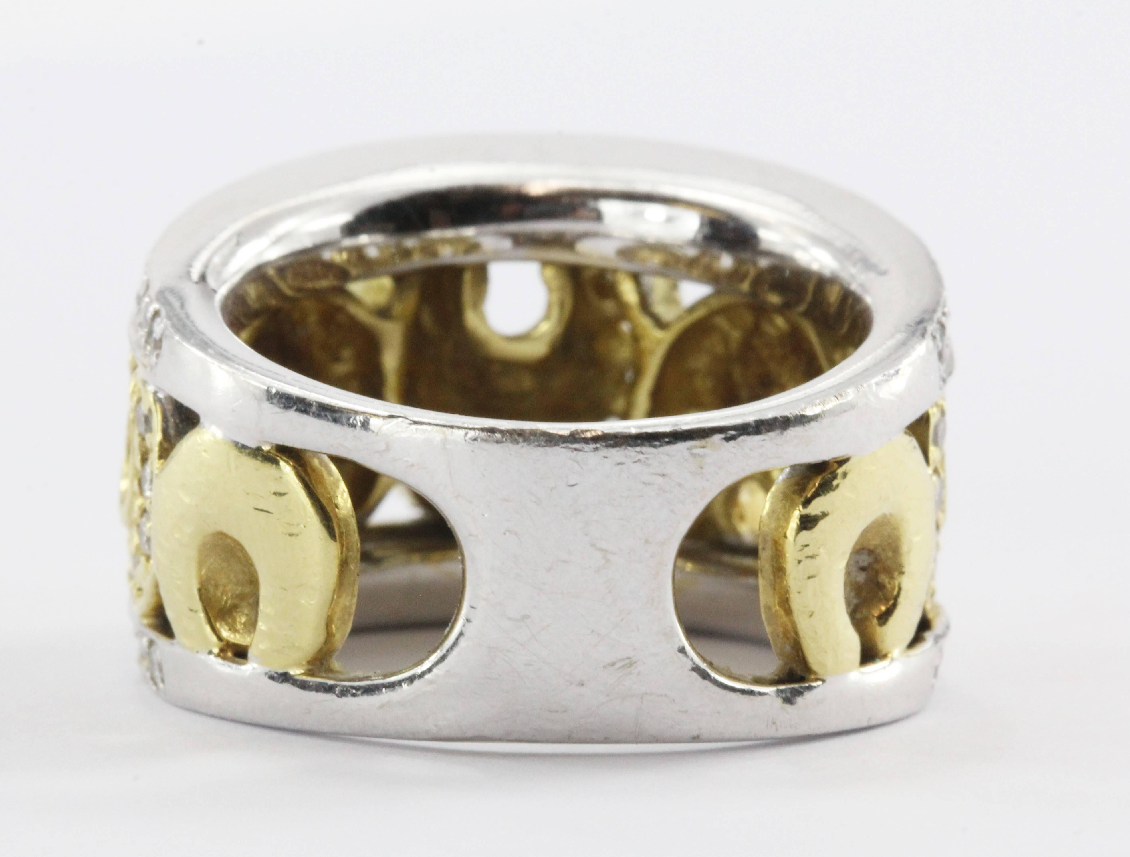 Women's Sonia Bitton 1.5 Carats Diamonds Two Color Gold Horseshoe Ring