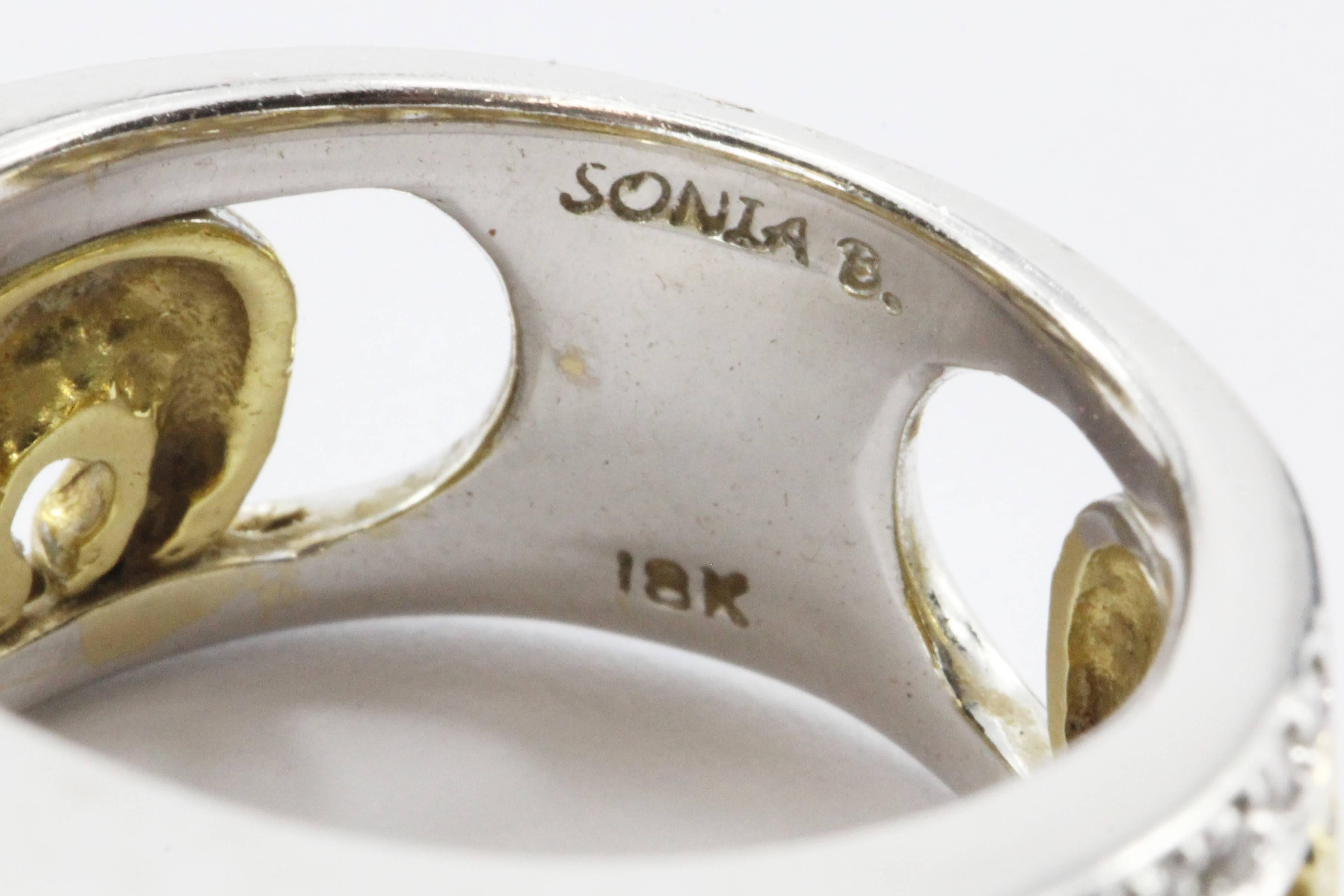 Sonia Bitton 1.5 Carats Diamonds Two Color Gold Horseshoe Ring 2