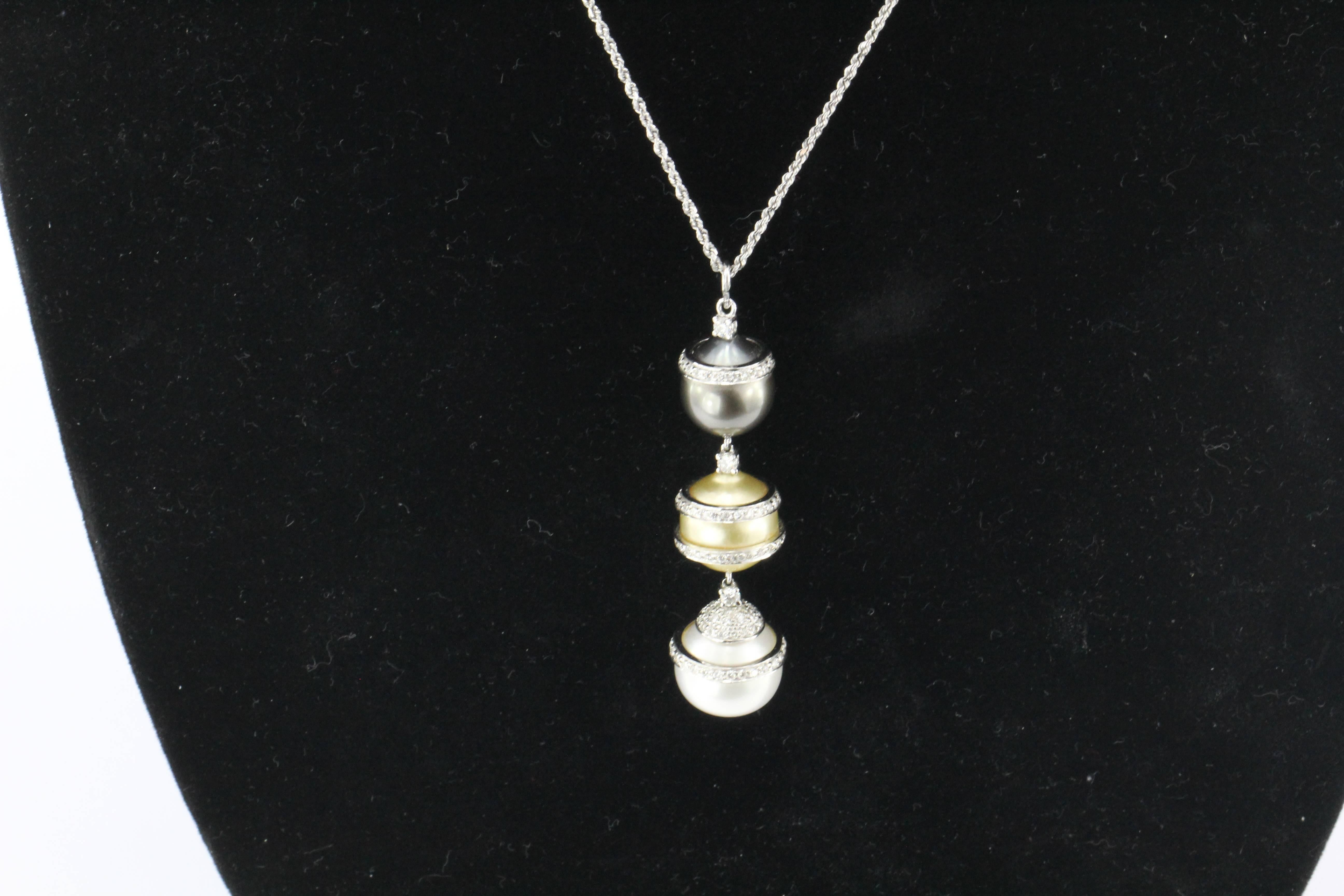 Women's South Sea Tahitian Pearl Diamond Gold Pendant