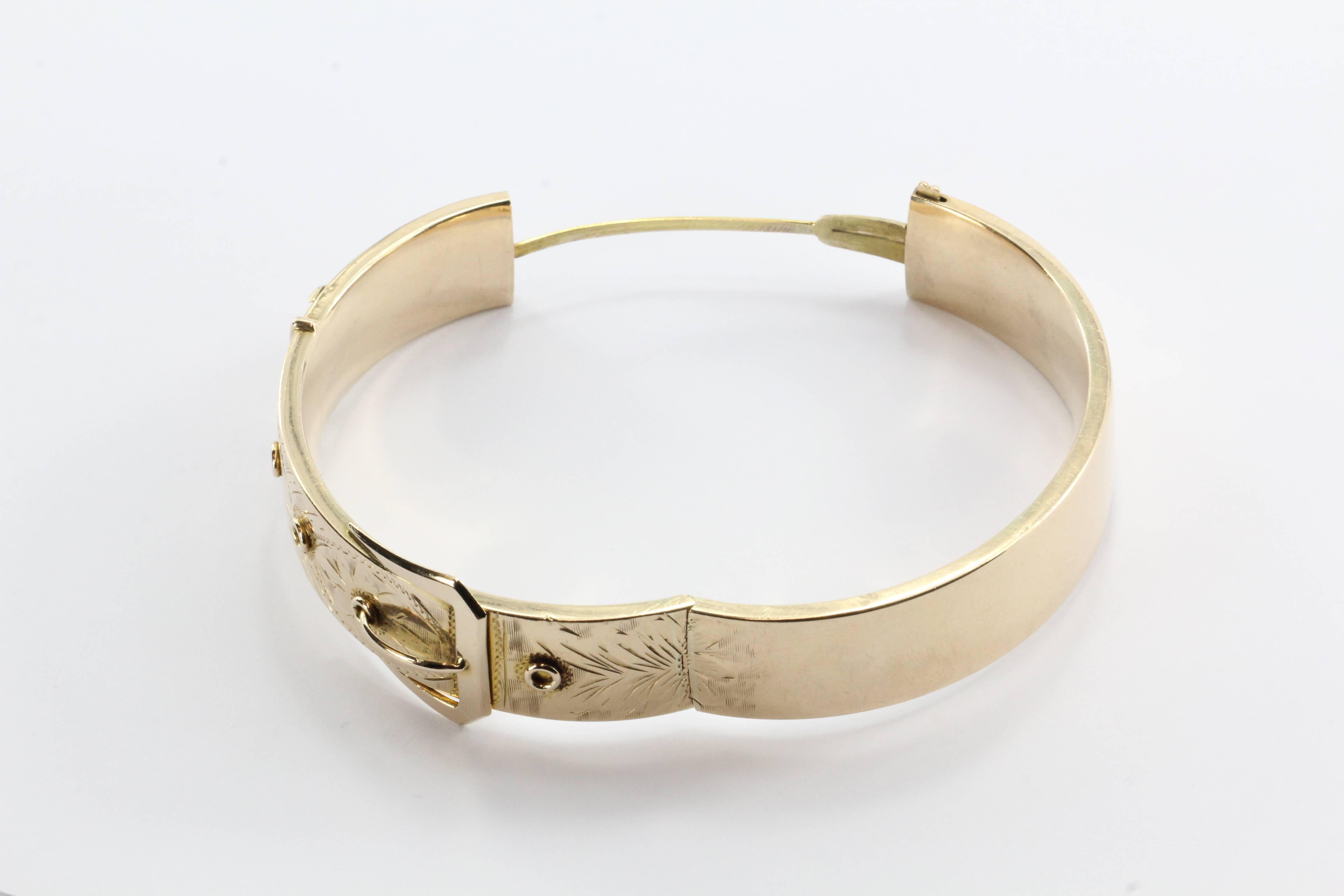 Women's 1918 Edwardian Large Chunky Gold Belt Buckle Bangle Bracelet