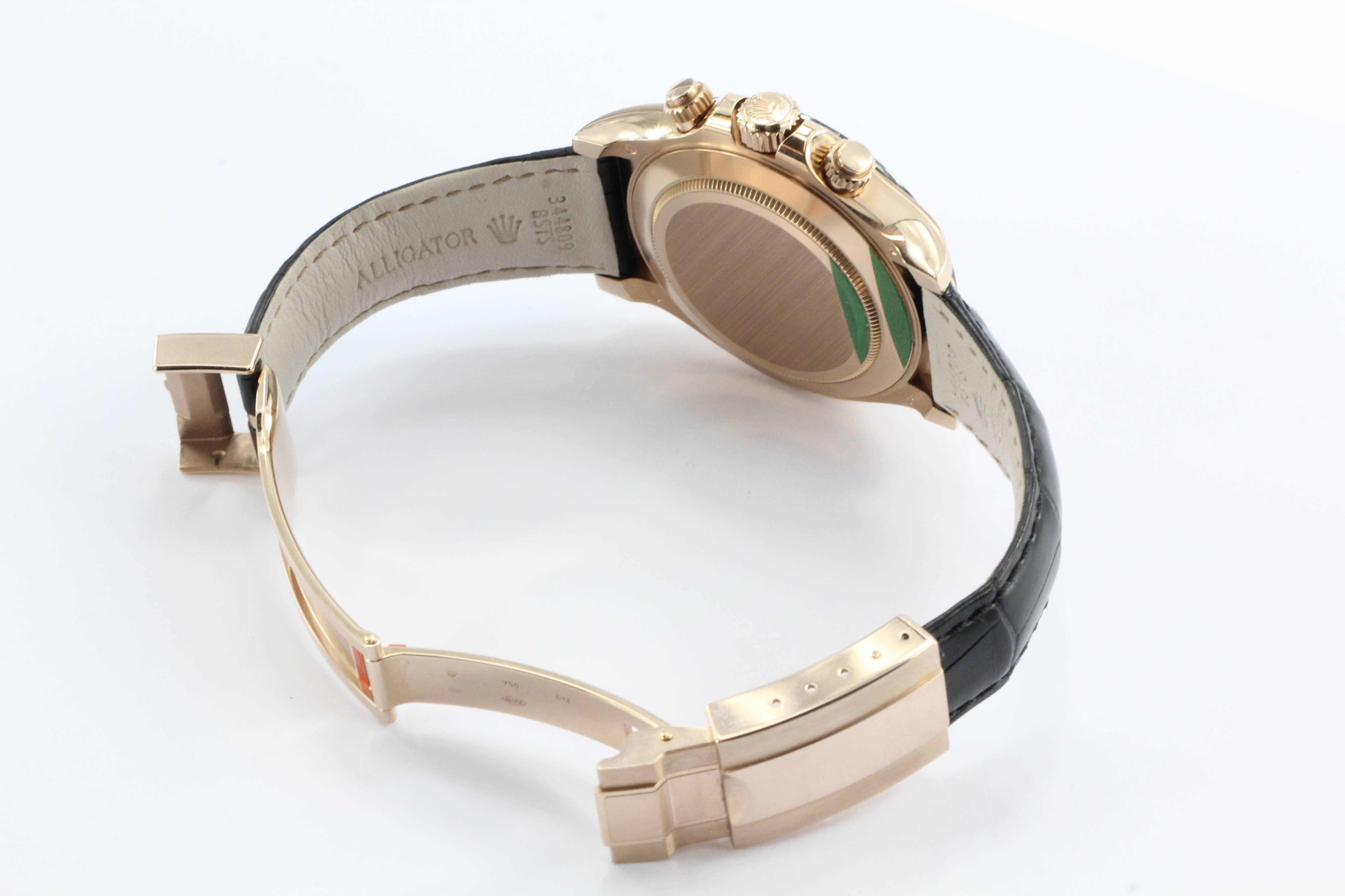 Men's Rolex Rose Gold Chocolate Dial Cosmograph Daytona Wristwatch Ref 116515ln