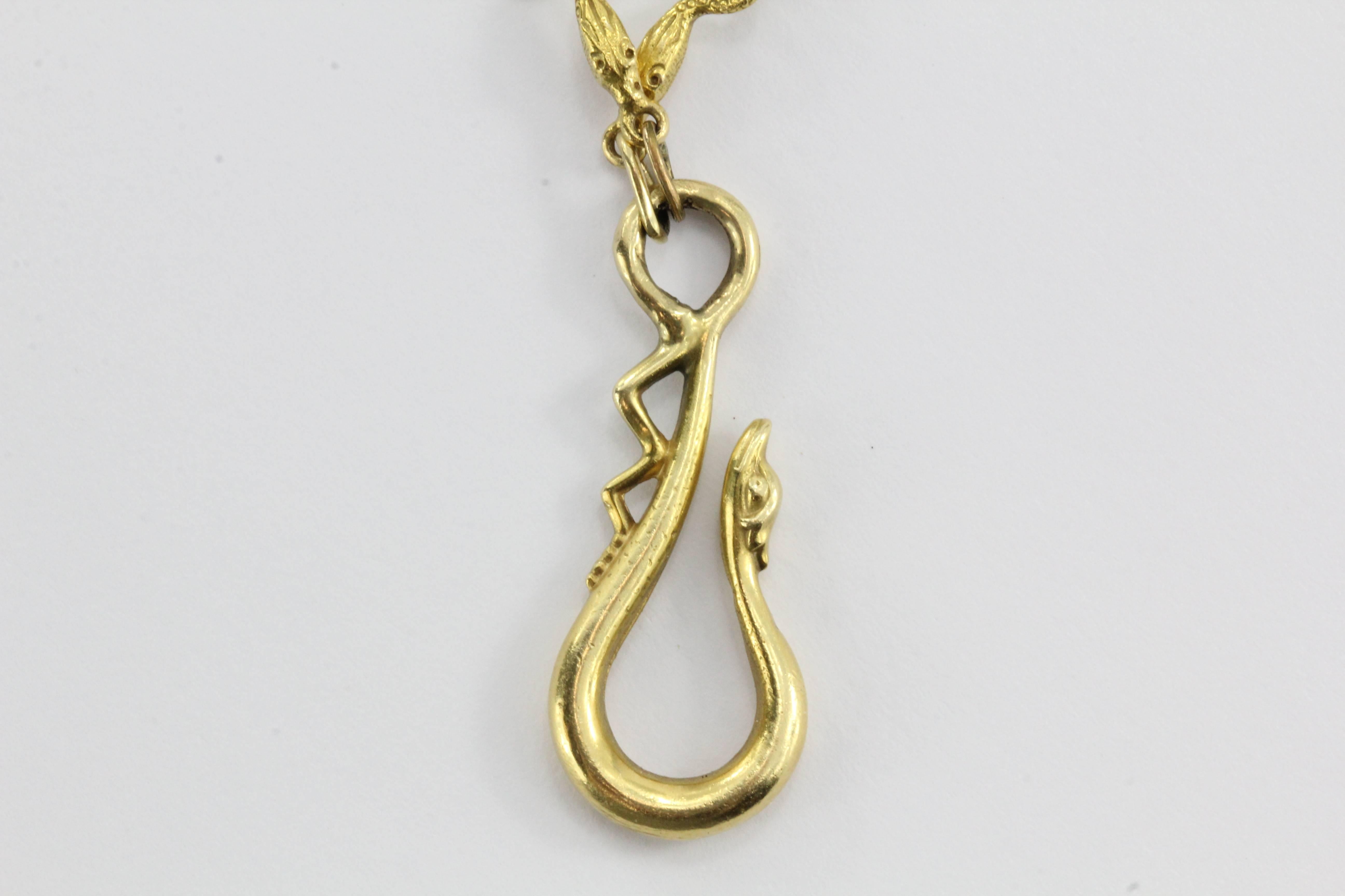 Women's Gold Figural Snake Link Serpent Necklace