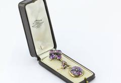 French Gothic Revival Amethyst Rose Cut Diamond Gold Pocket Watch