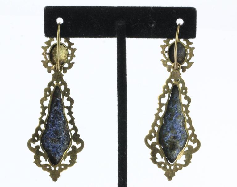 Swiss Enamel Panel Gilt Pinchbeck Complete 5 Piece Jewelry Set