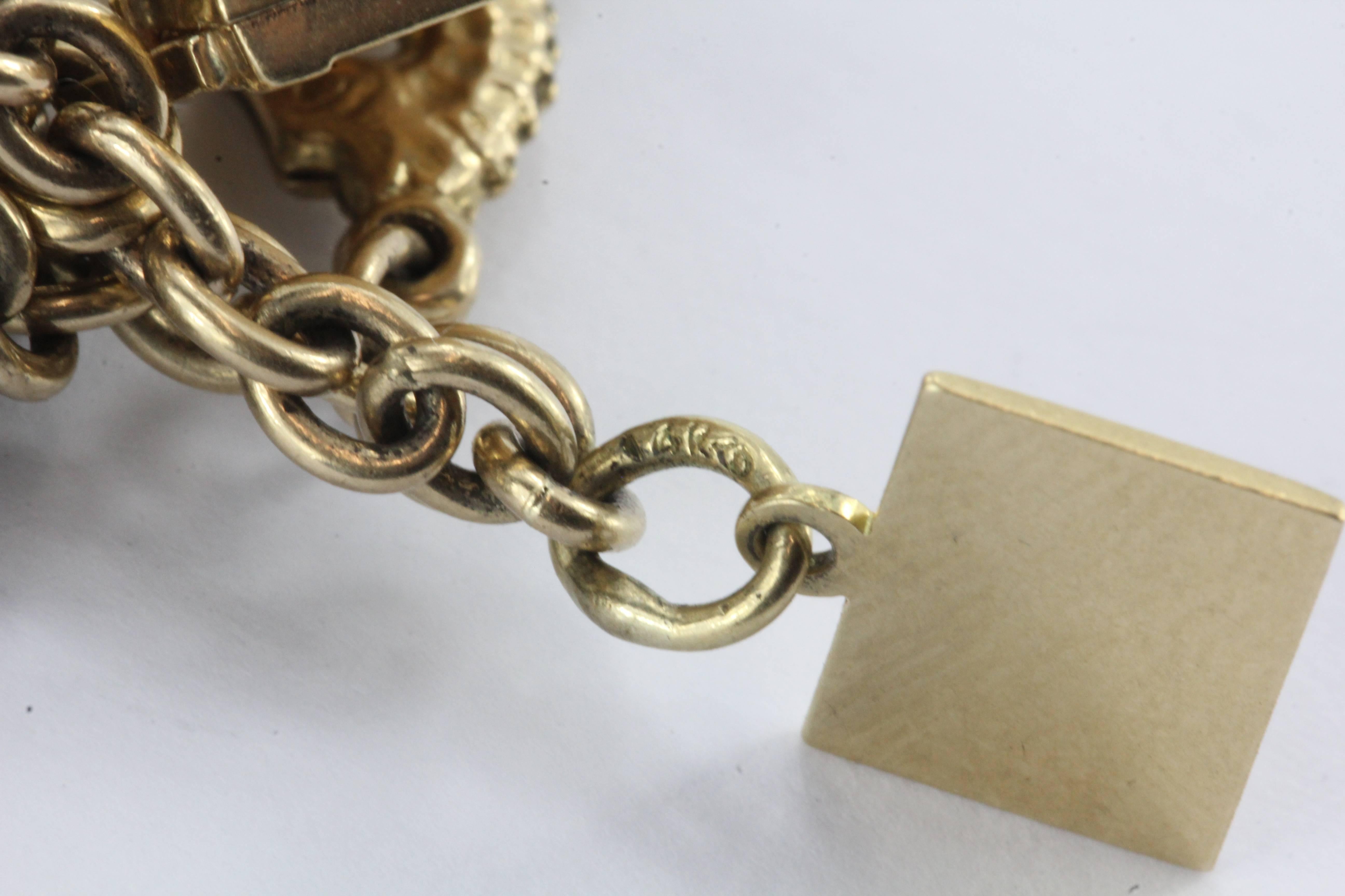 1940s Gold Charm Bracelet with Cartier and Tiffany & Co. Charms 3