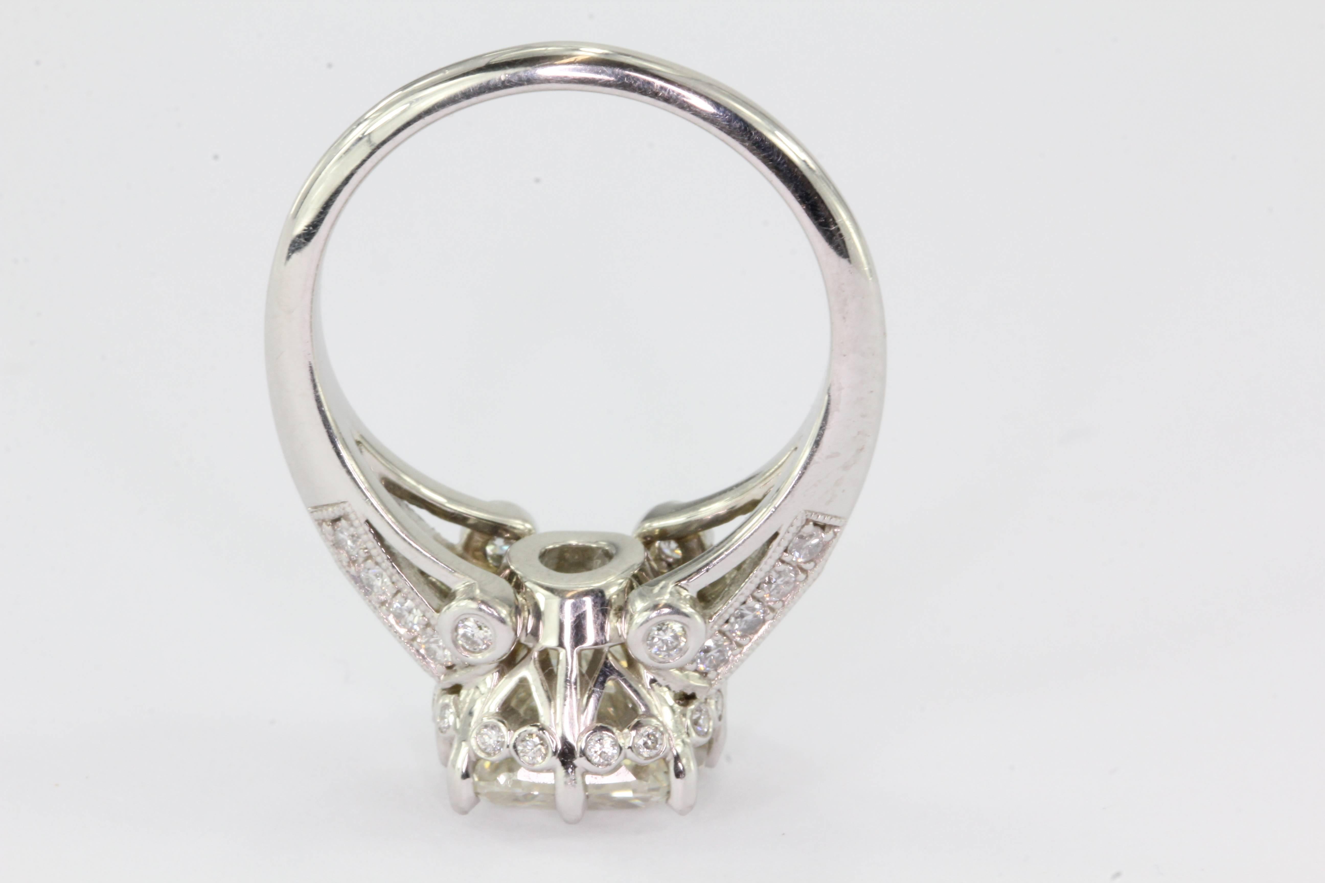 4 Carat Diamond Cushion Cut Platinum Engagement Ring  In New Condition In Cape May, NJ