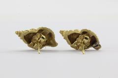 Tiffany & Co. Gold Brushed Conch Shell Earrings