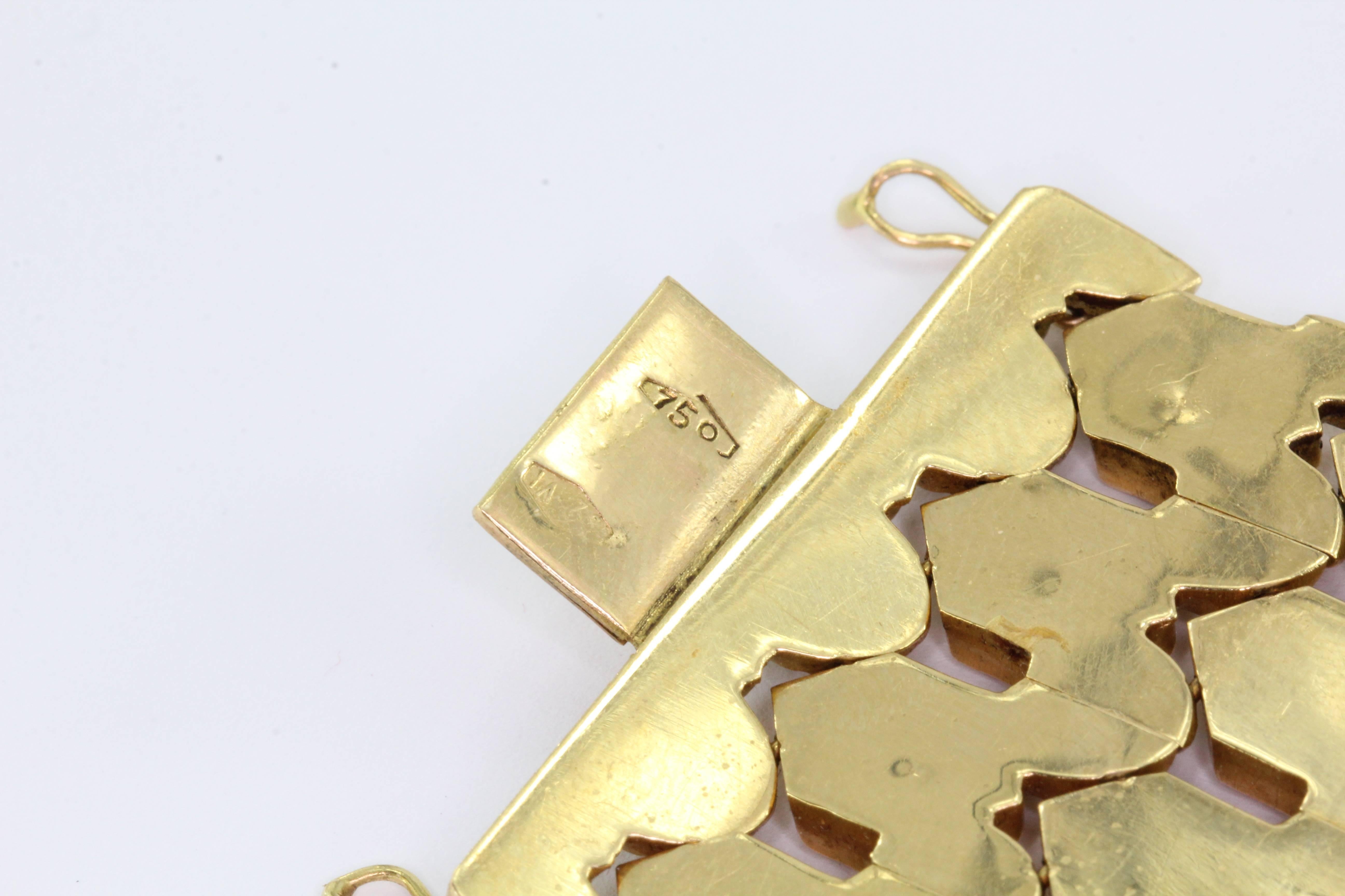 Mitte des 20. Jahrhunderts italienische Venezianer gemacht breite Gold Track-Armband im Zustand „Hervorragend“ in Cape May, NJ