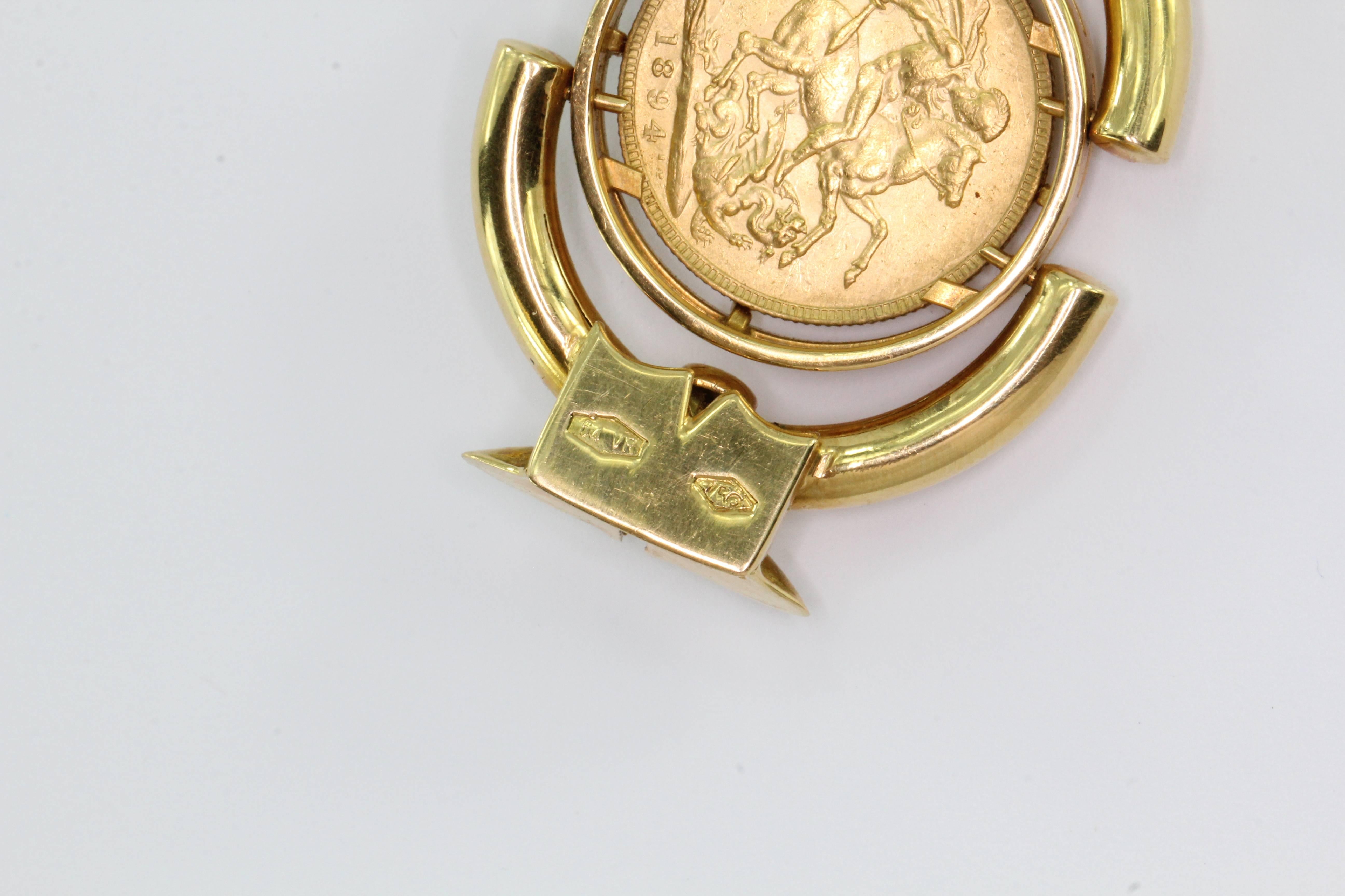 Women's Heavy British Gold Sovereign Coin Bracelet from Verona Italy