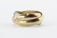 Cartier 18K Tri Color Trinity Ring Size 11