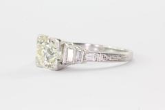 Art Deco Platinum Old European Cut Diamond Engagement Ring