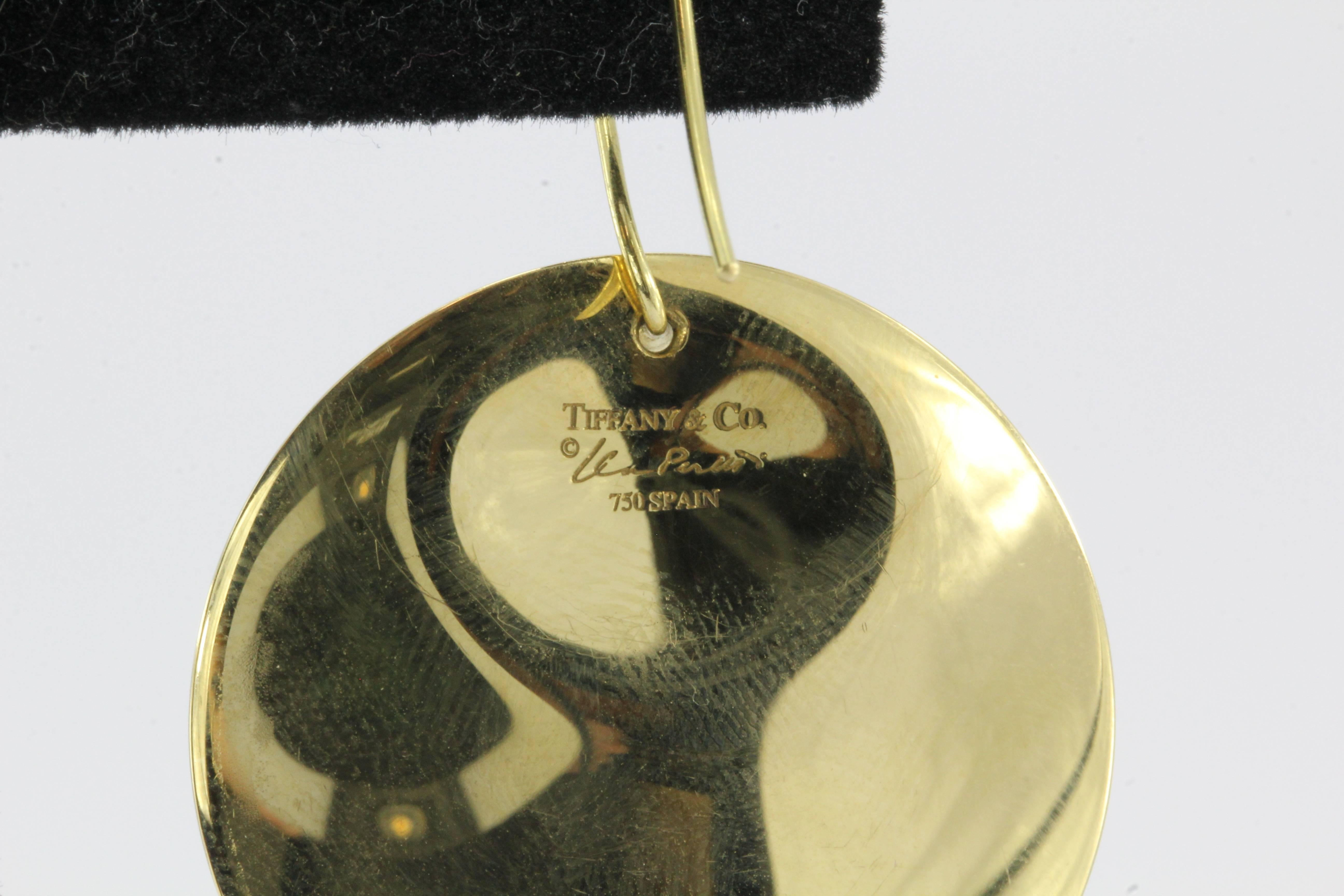 Tiffany & Co 18K Gold Elsa Peretti Large Full Moon Disk Earrings 2