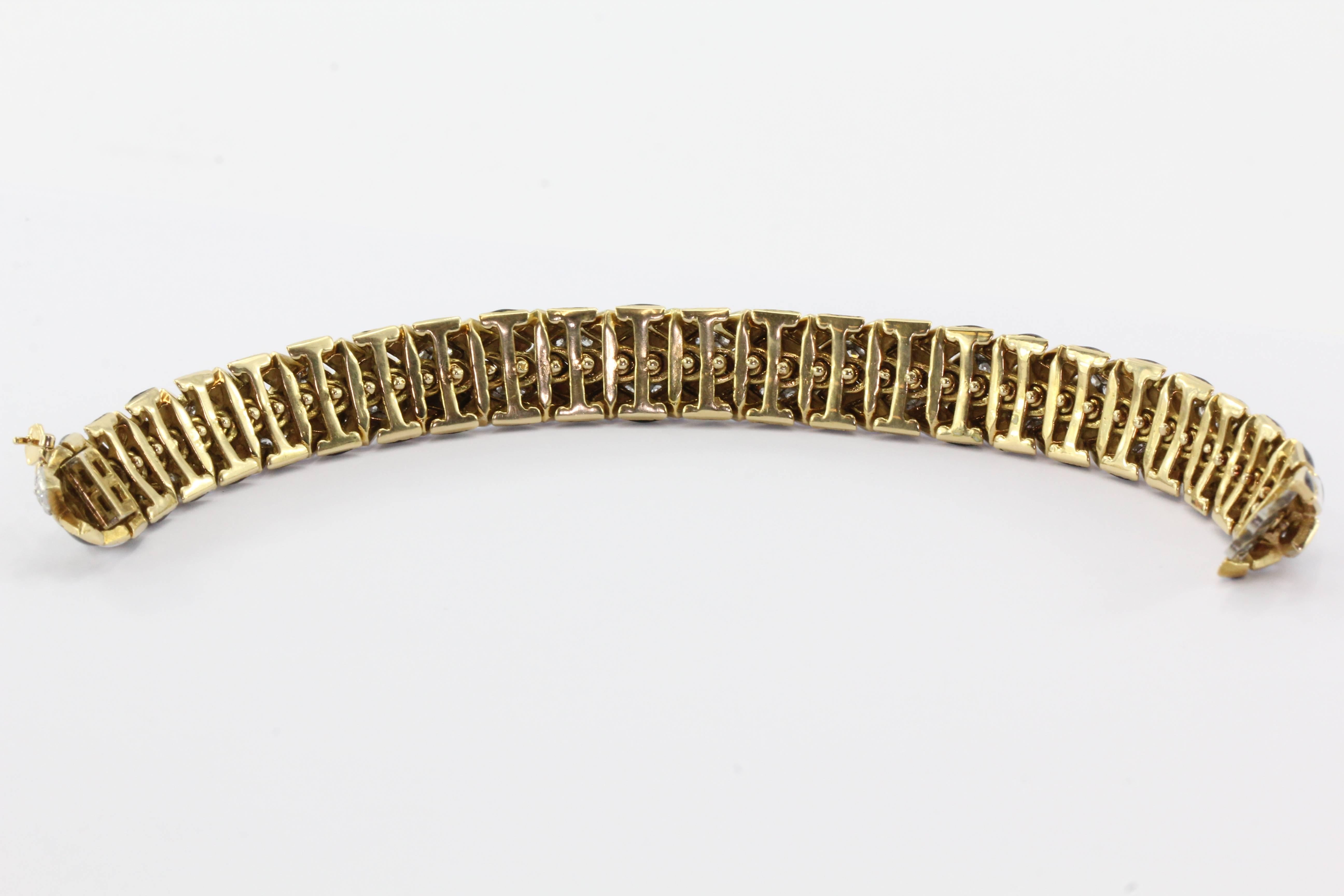 Women's David Webb 18K Gold, Platinum, Enamel, and Diamond Flexible Bracelet