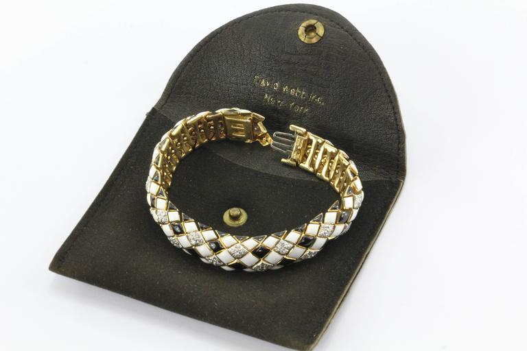 David Webb 18K Gold, Platinum, Enamel, and Diamond Flexible Bracelet at ...