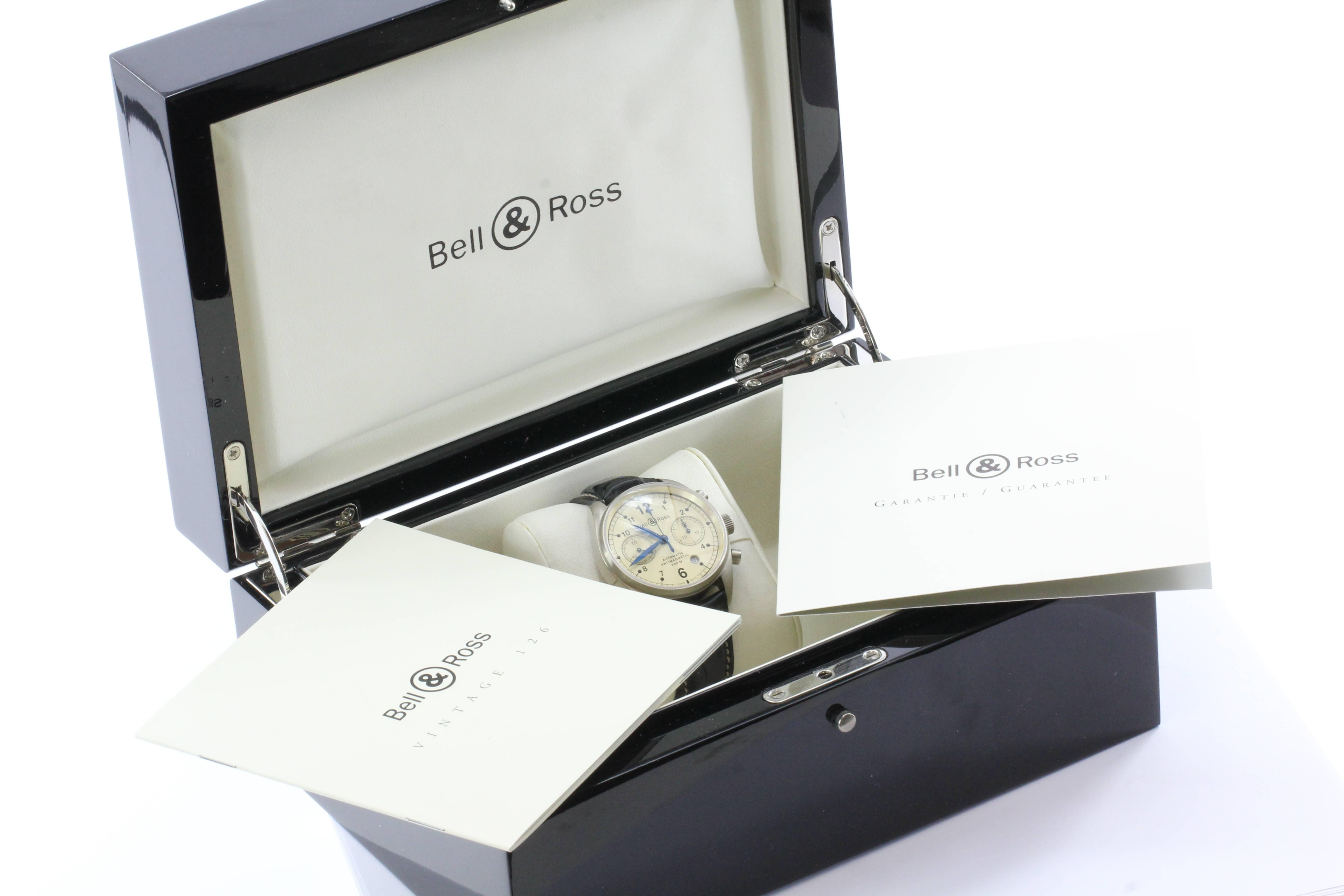 Bell and Ross Vintage 126 Automatic Chronograph 18k White Gold 39mm Watch 2