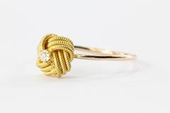 Victorian 10K Gold Lovers Knot Diamond Conversion Ring Size 7.25