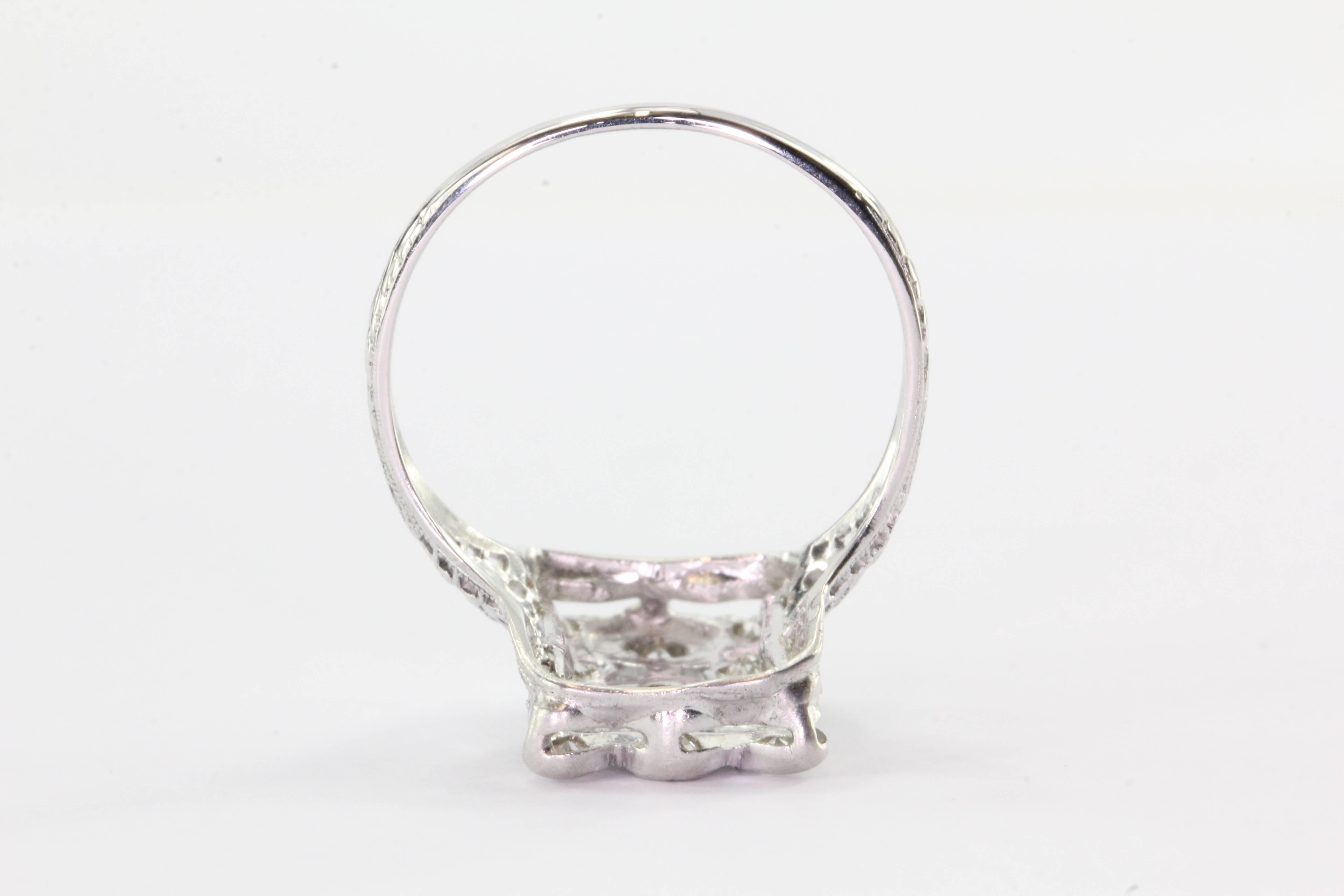 Women's Art Deco 14K White Gold Belais Diamond and Sapphire Ring