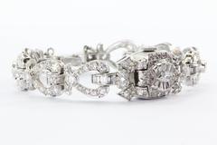 Hamilton Ladies Art Deco Platinum Diamond Bracelet Wristwatch