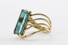 14K Gold 3 Carat Indicolite Blue Tourmaline Ring