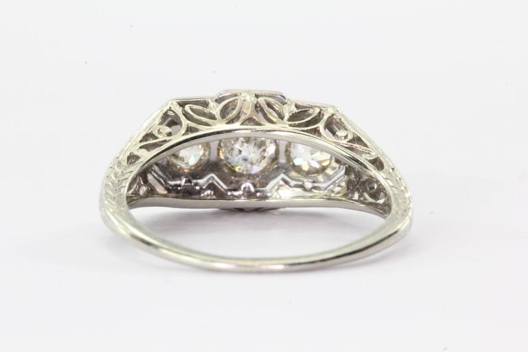 1900s Art Nouveau Diamond Gold Platinum 3 Stone Engagement Ring at ...