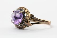 Art Nouveau Rose Gold Cabochon Amethyst Ring Circa 1890