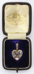 Goldsmiths & Silversmiths Edwardian Rock Crystal Diamond Gold Heart Locket