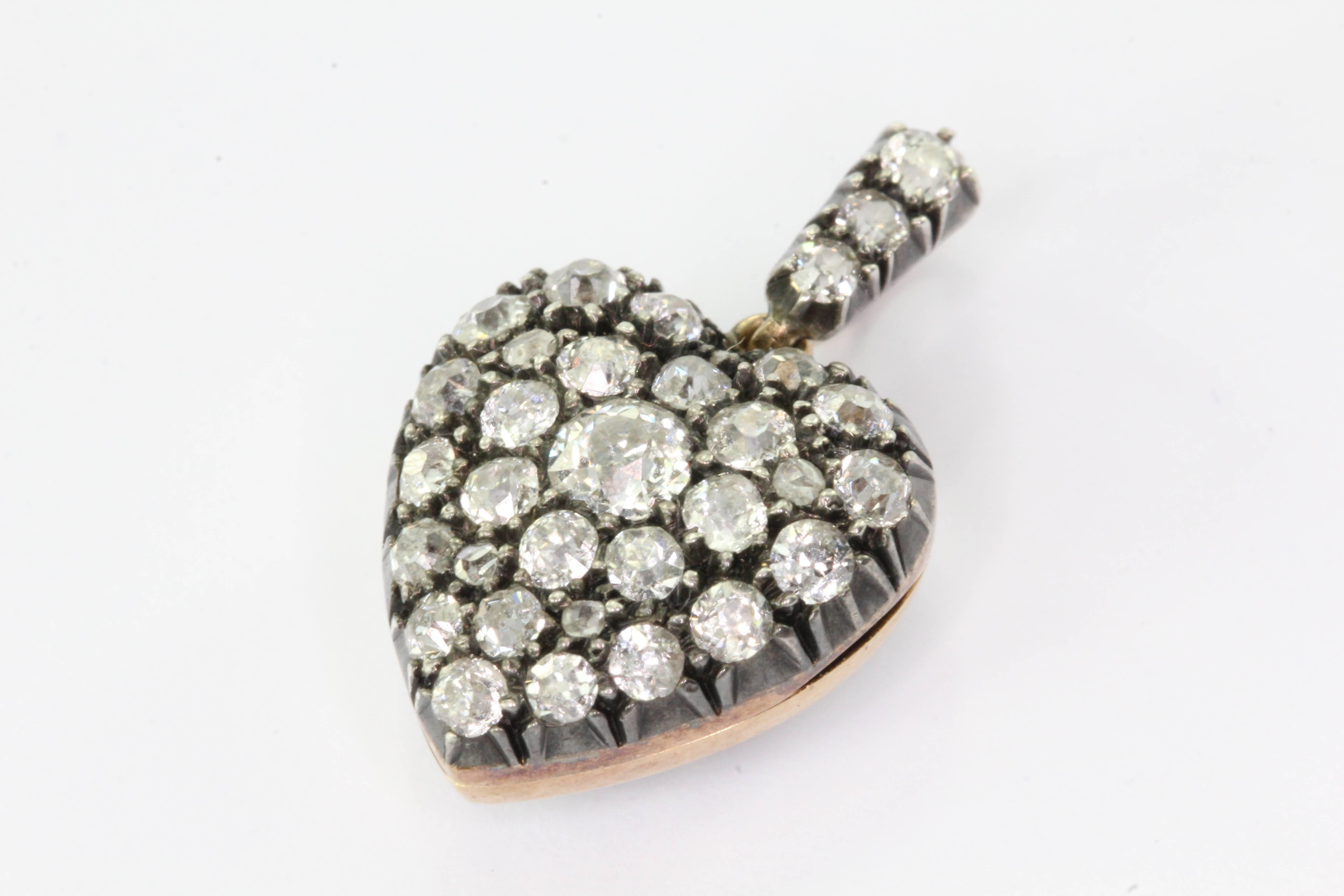 Women's Goldsmiths & Silversmiths Edwardian Rock Crystal Diamond Gold Heart Locket 