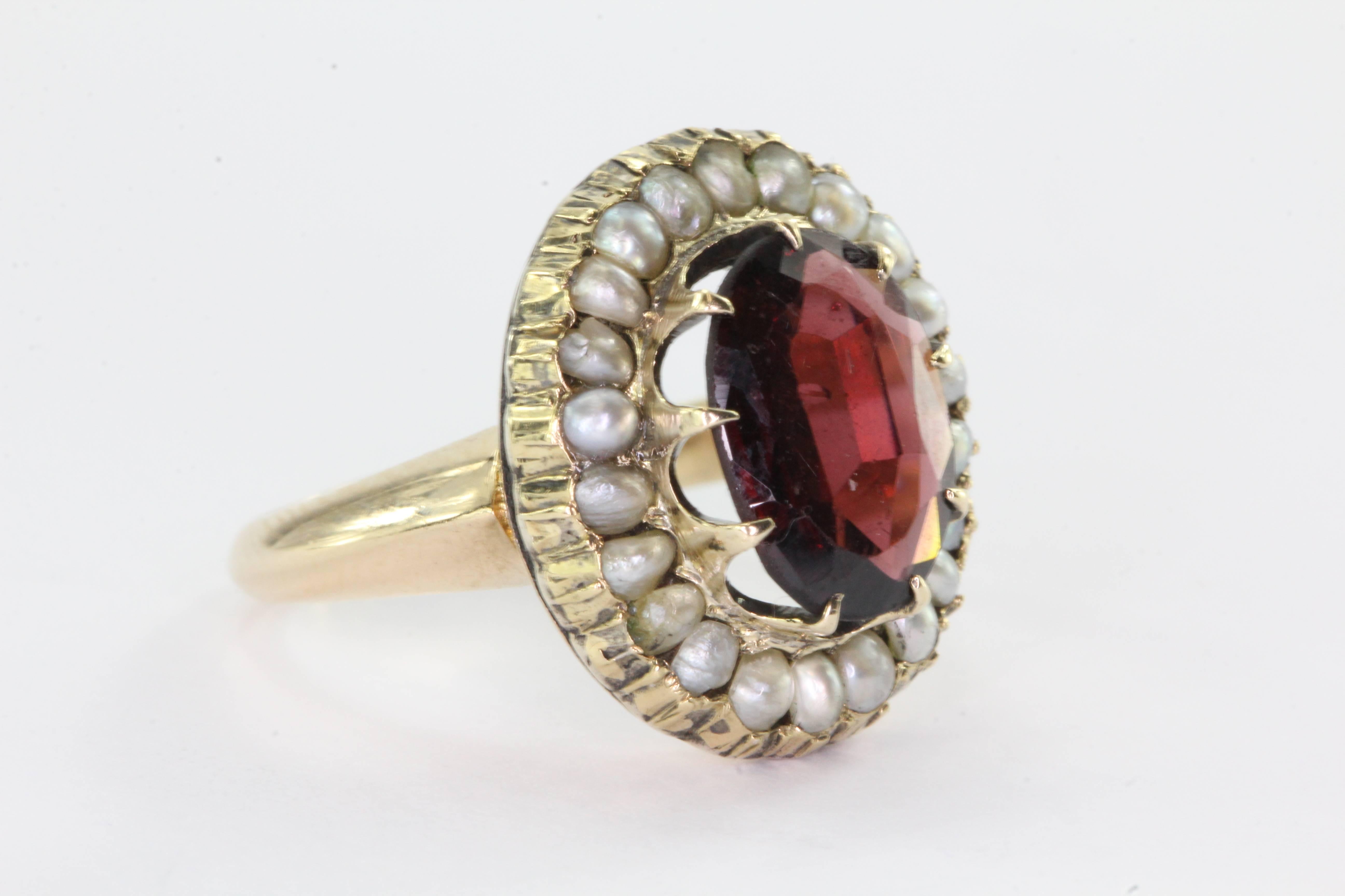pearl and garnet ring