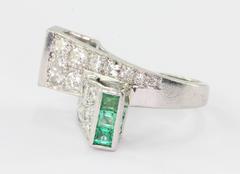 1930s P. N. Lackritz Emerald Diamond Platinum Art Deco Ring