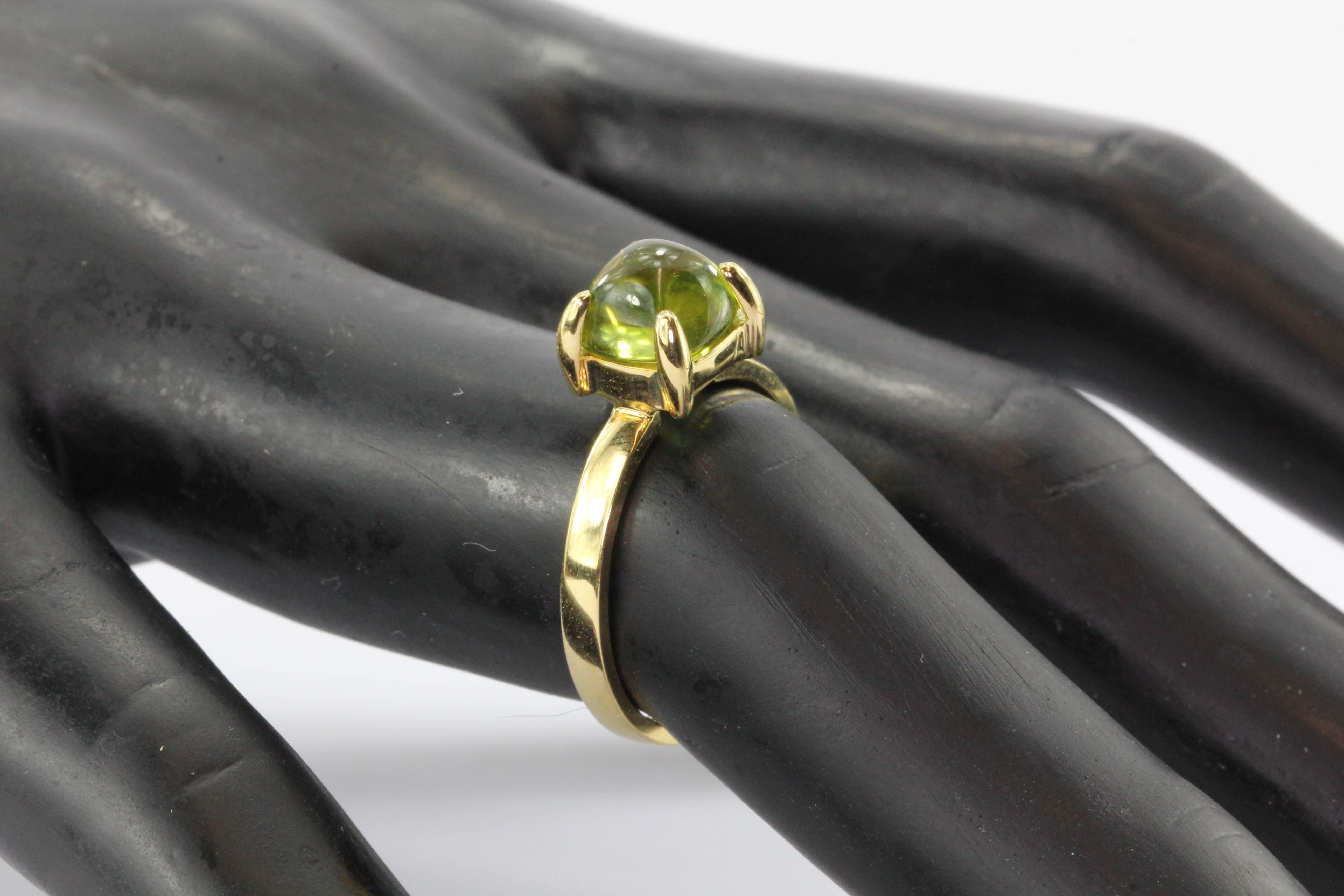 Tiffany & Co. Paloma Picasso Sugar Stack Peridot Gold Ring In Excellent Condition In Cape May, NJ