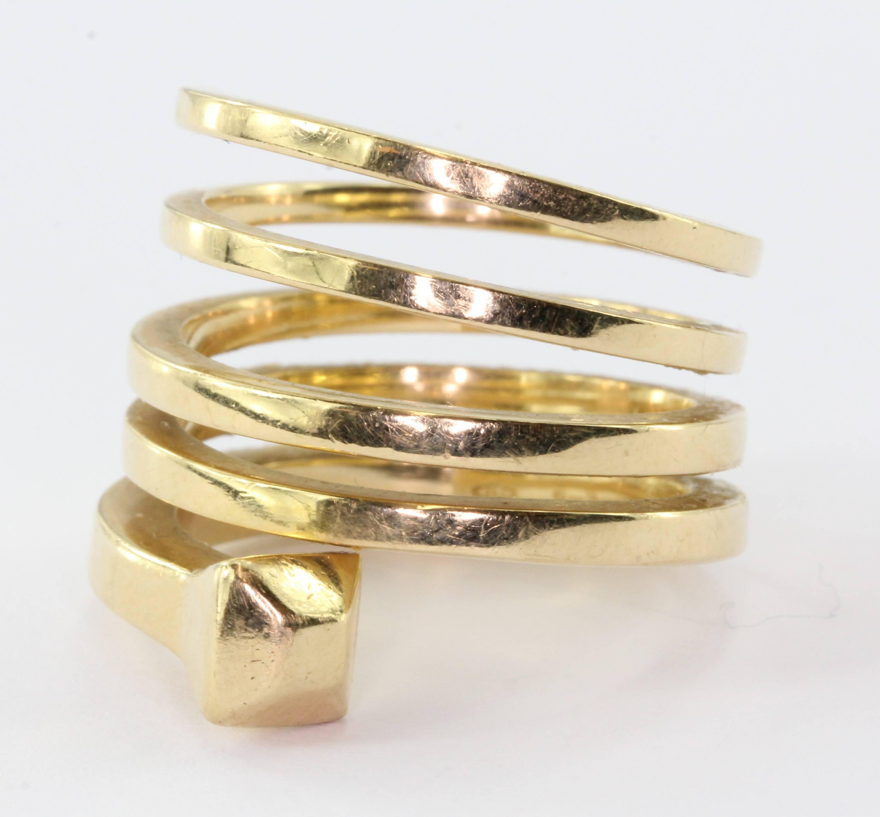 Artisan 1970 Gucci Chiodo Collection Gold Spiral Nail Ring 