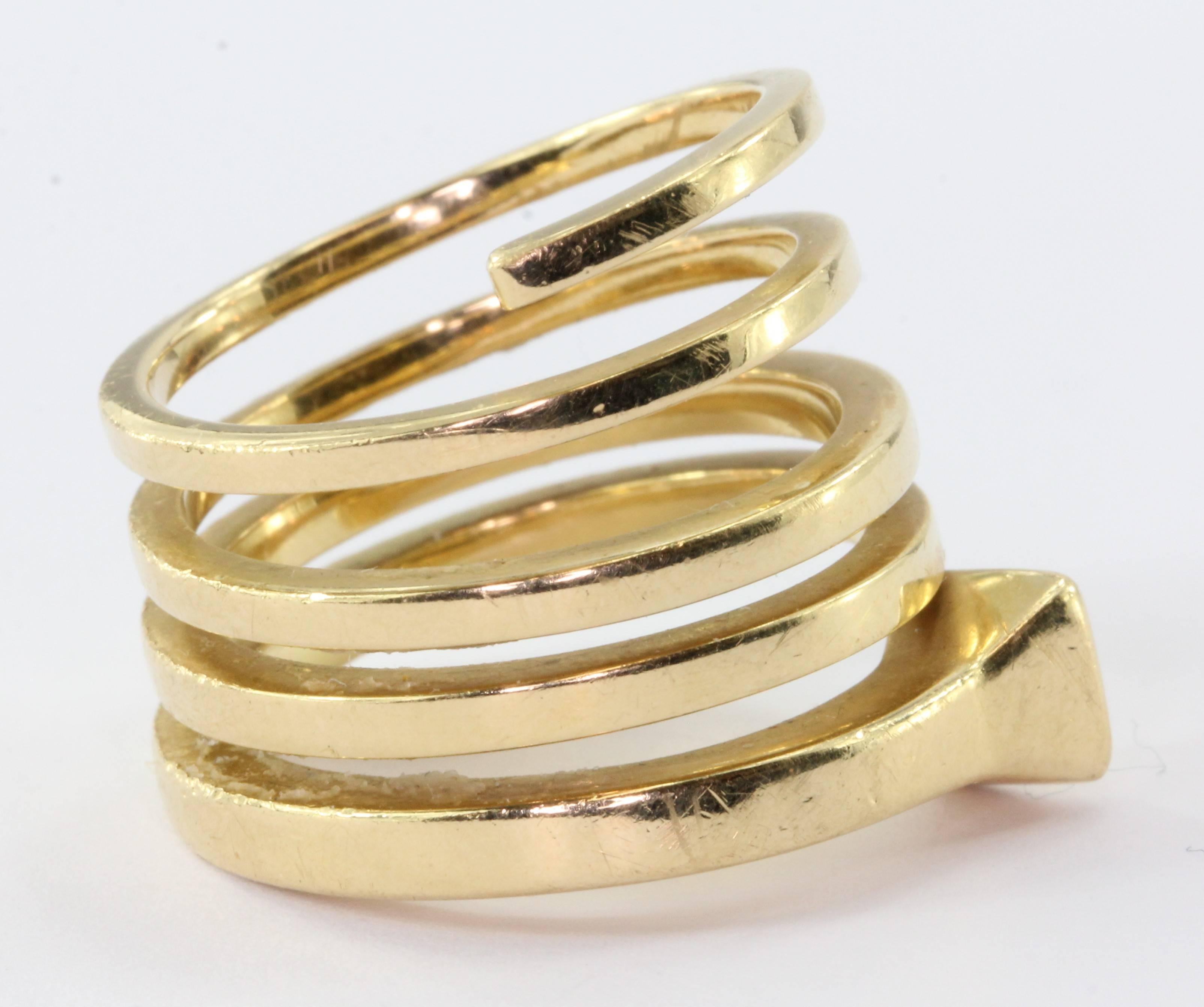 1970 Gucci Chiodo Collection Gold Spiral Nail Ring  In Excellent Condition In Cape May, NJ