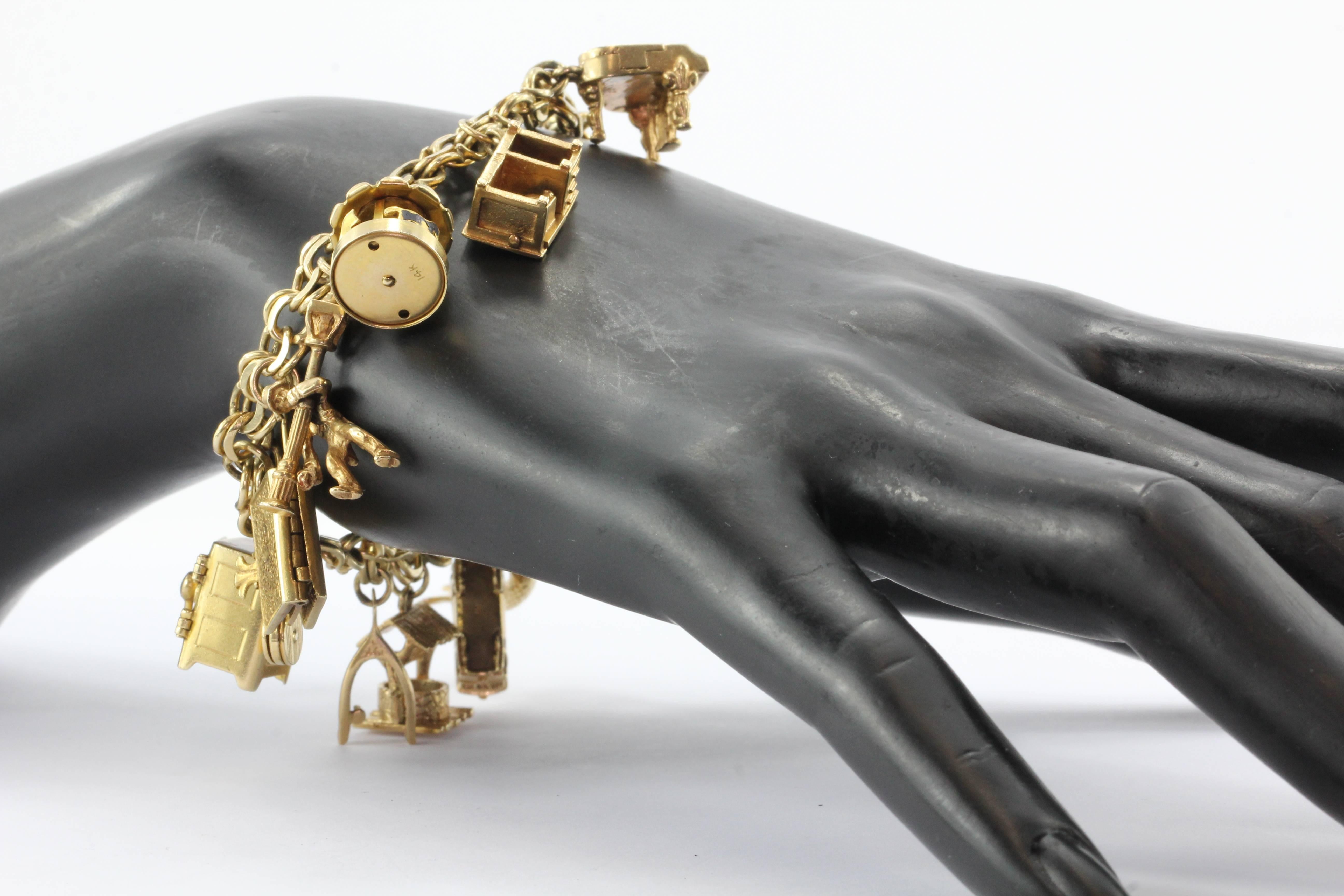 1950s Unique Charm Bracelet With Moveable Charms 1