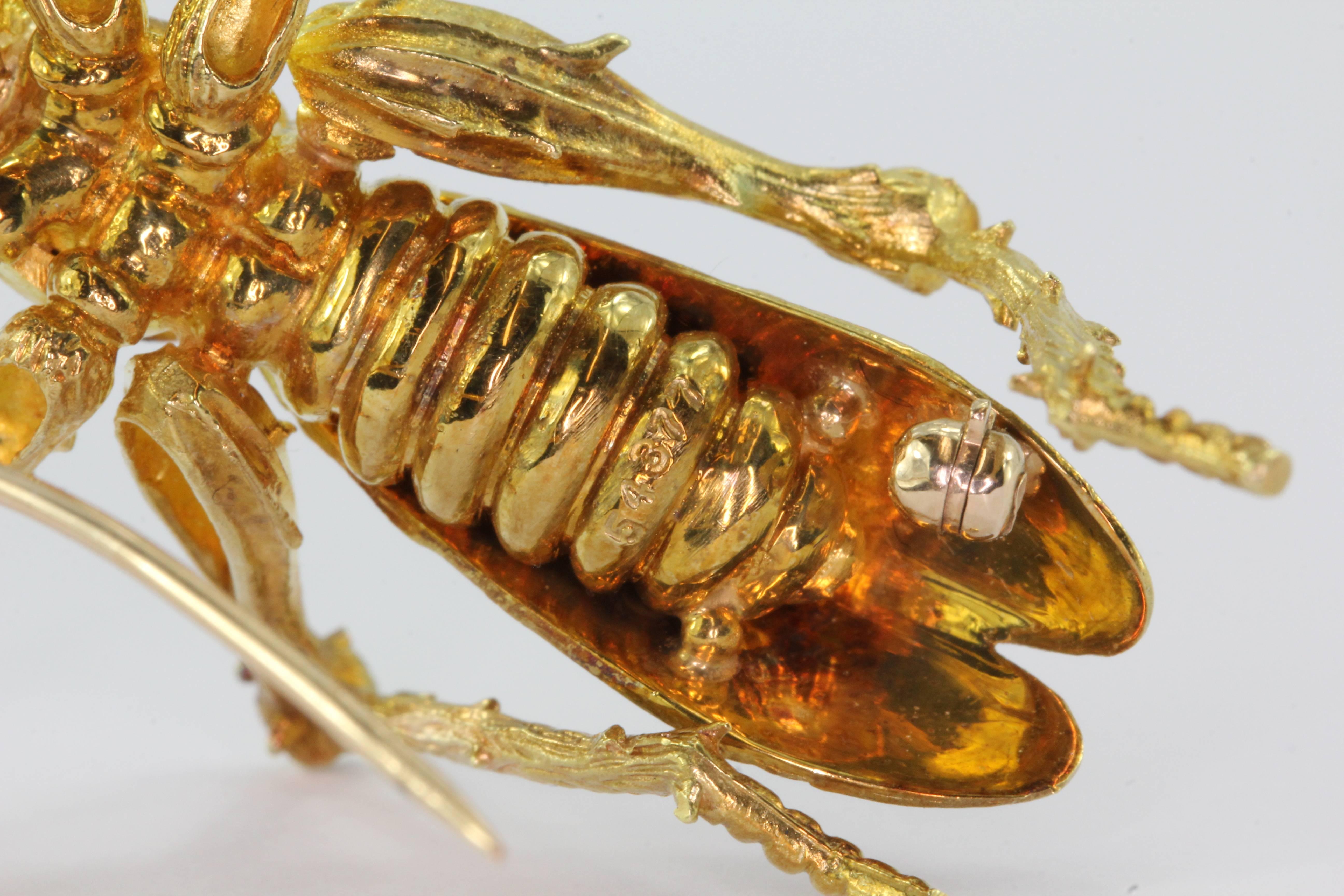 Women's  Kurt Wayne Emerald Gold Naturalistic Grasshopper Brooch Pin