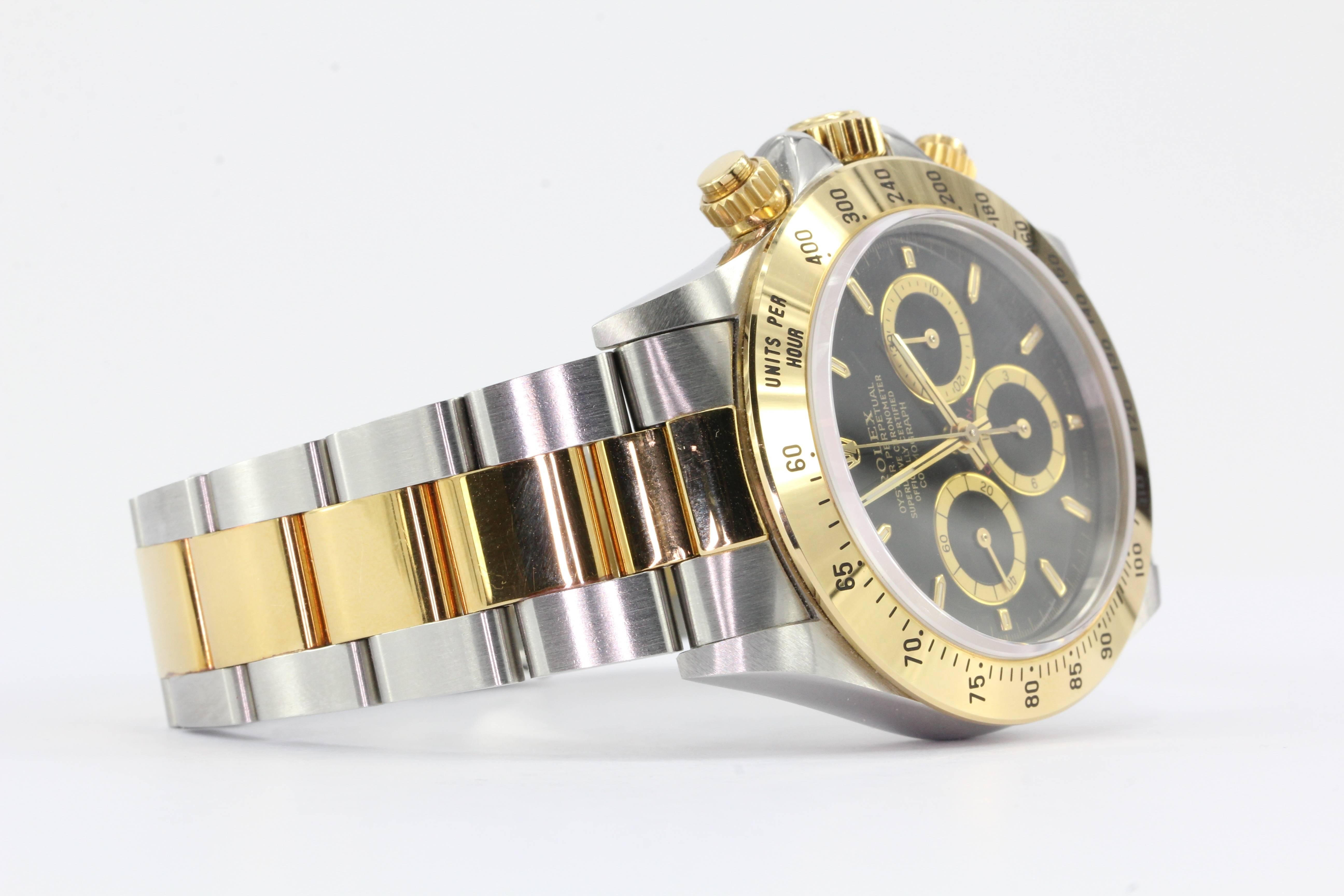 Rolex yellow gold stainless steel Perpetual Daytona Automatic Wristwatch   In Excellent Condition In Cape May, NJ