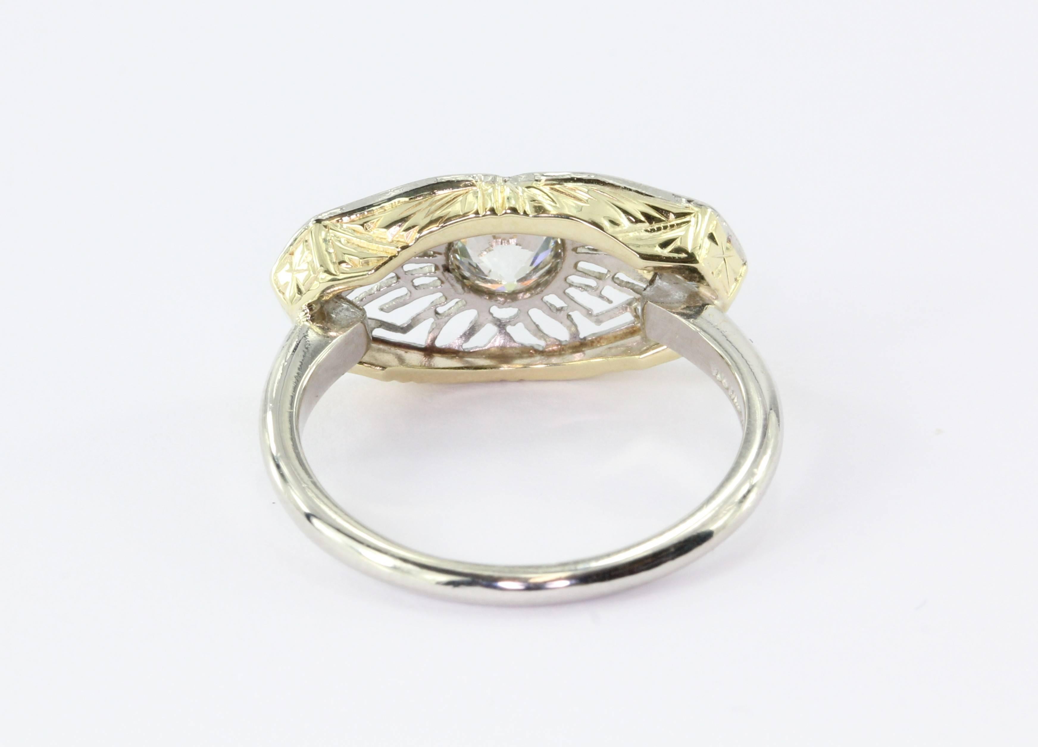 Art Deco Platinum Old Mine Cut Diamond Conversion Ring In Excellent Condition In Cape May, NJ