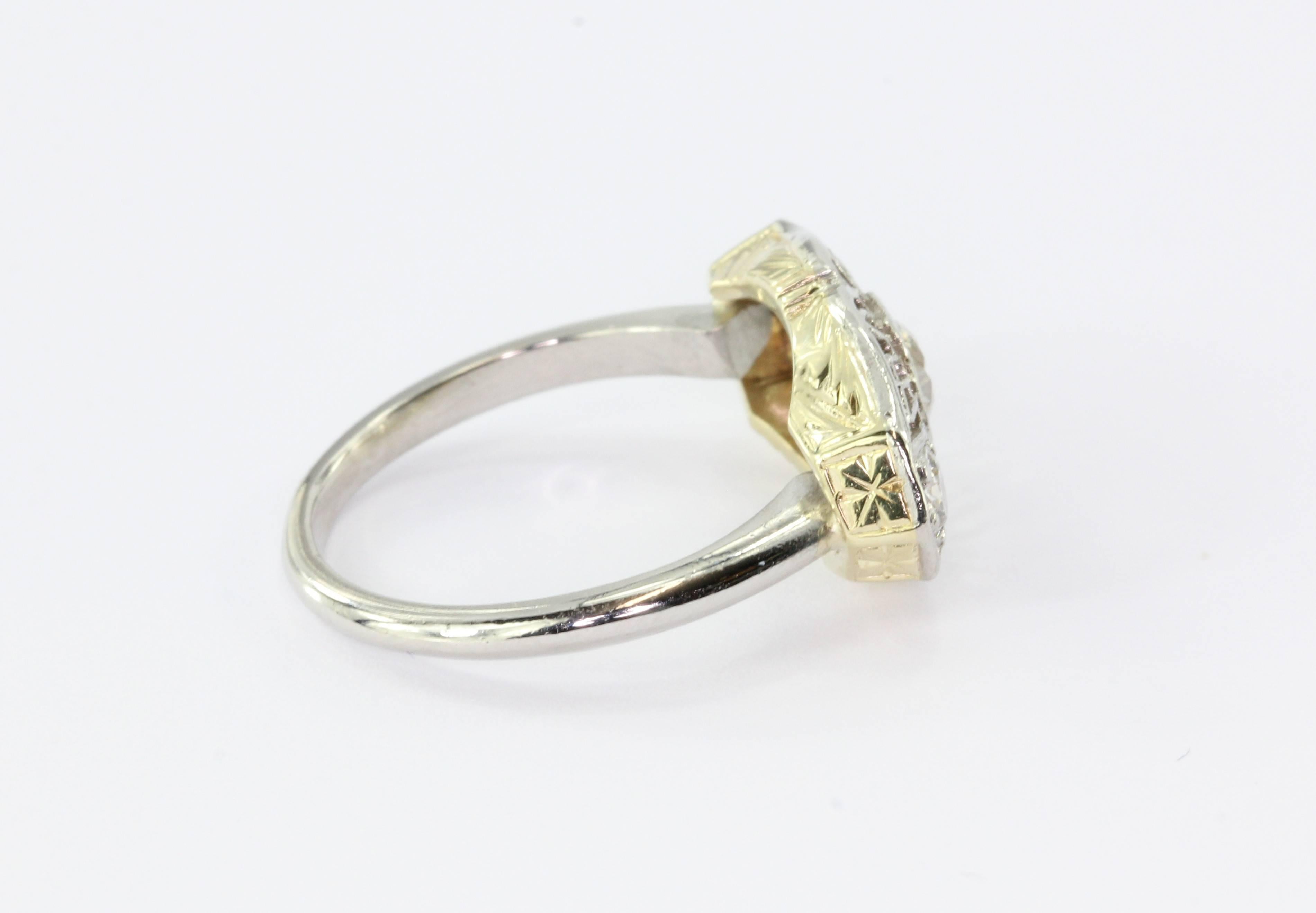 Women's Art Deco Platinum Old Mine Cut Diamond Conversion Ring