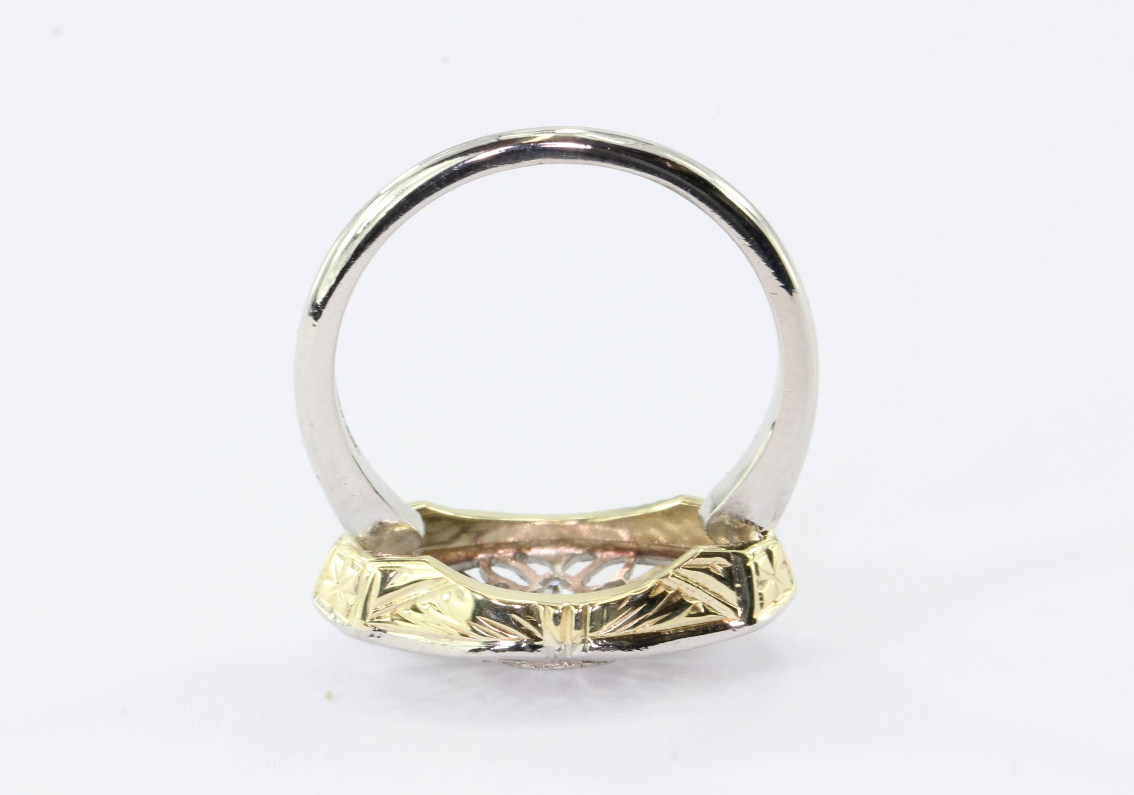 Art Deco Platinum Old Mine Cut Diamond Conversion Ring 1