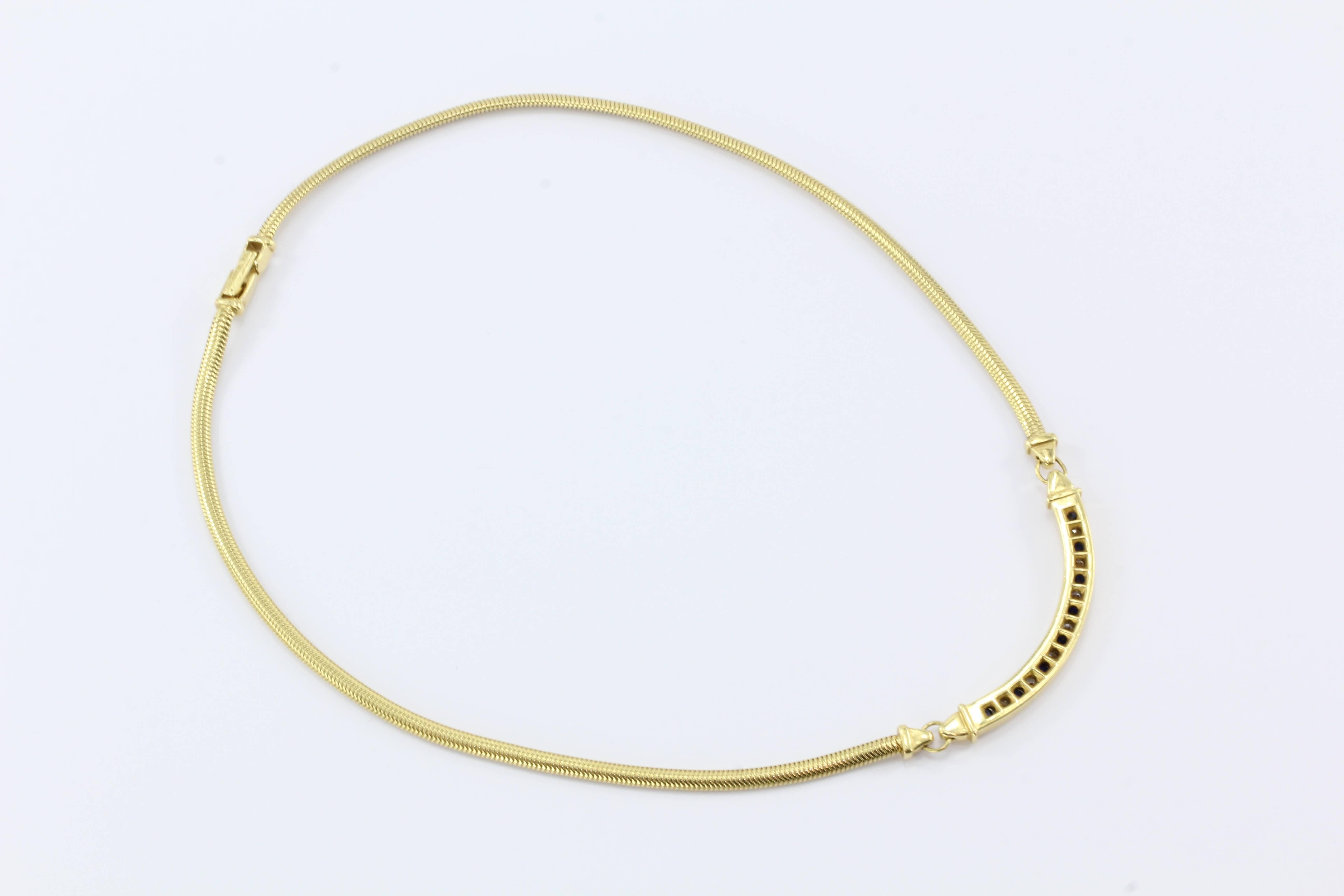 Tiffany & Co. Diamond Sapphire Gold Choker Necklace In Excellent Condition In Cape May, NJ
