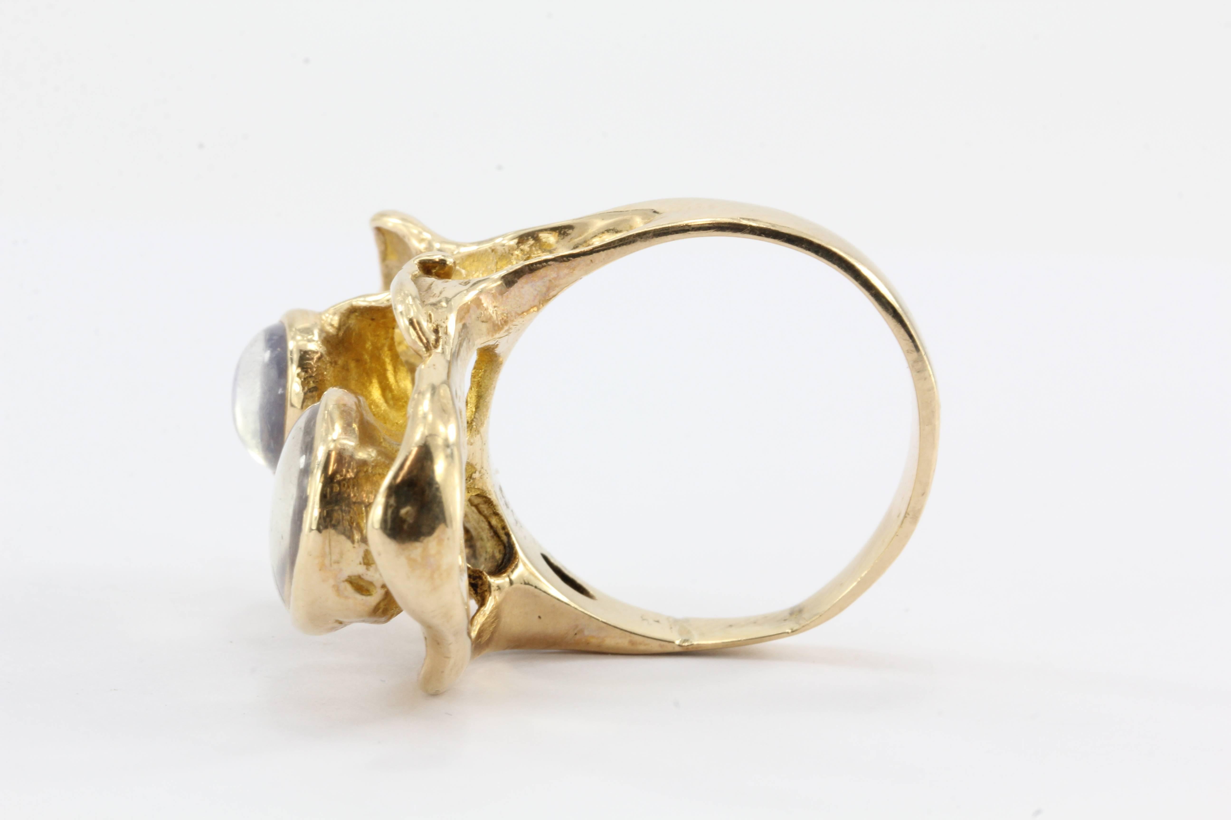 Modernist Abstract Moonstone Gold  Ring  1